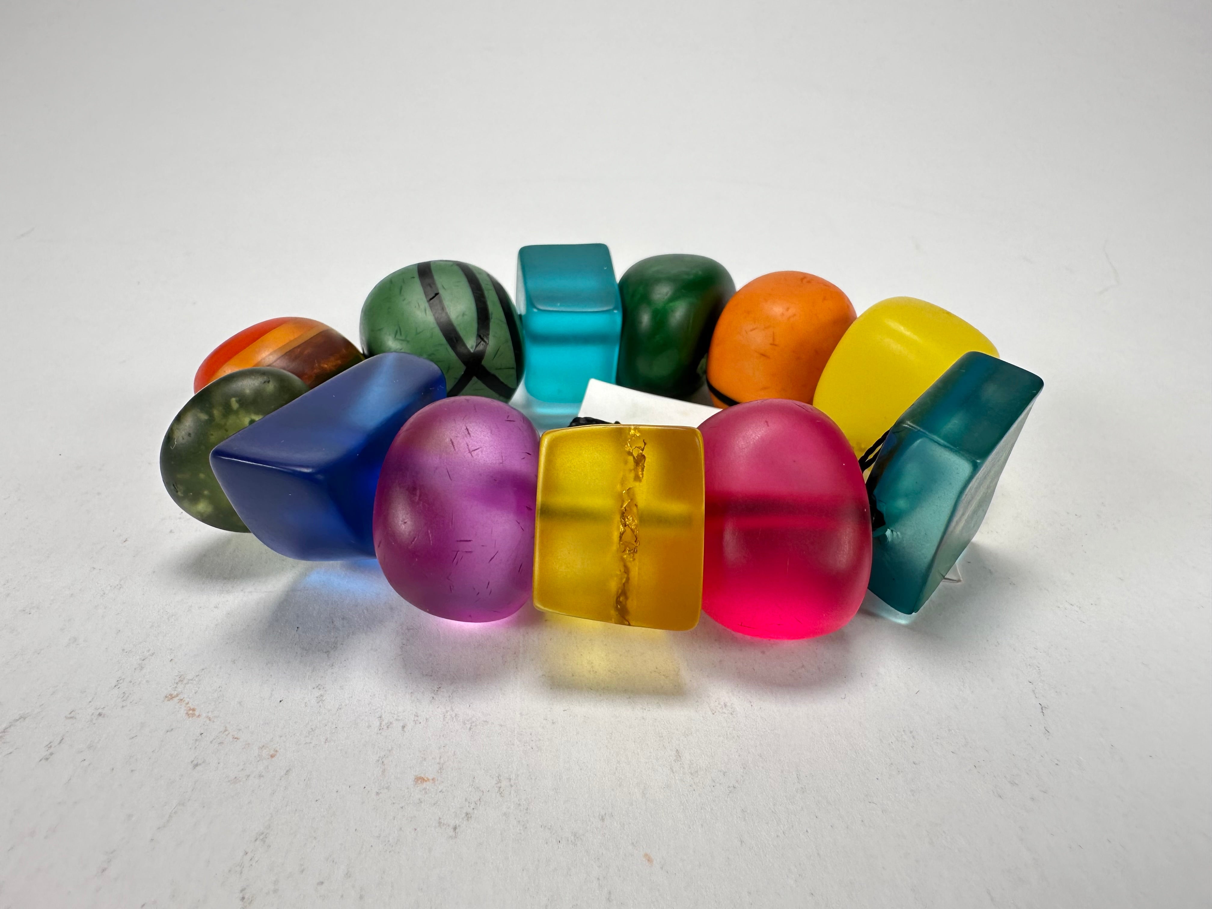 Sobral - Multi-Colour "Indiana" Mix Multicor Elasticated Resin Bracelet ( 000210 )