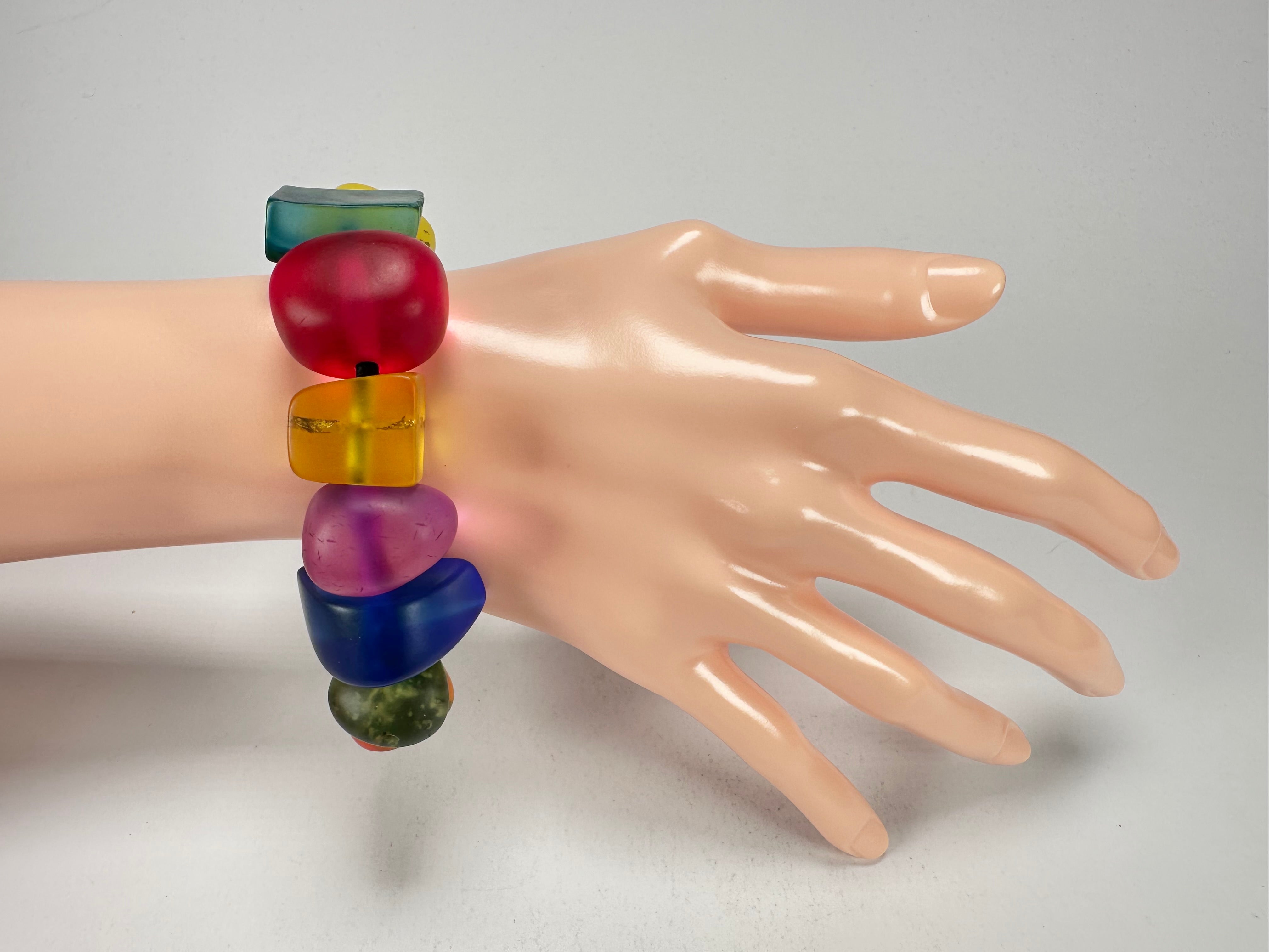 Sobral - Multi-Colour "Indiana" Mix Multicor Elasticated Resin Bracelet ( 000210 )