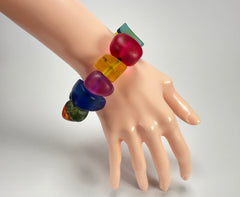 Sobral - Multi-Colour "Indiana" Mix Multicor Elasticated Resin Bracelet ( 000210 )