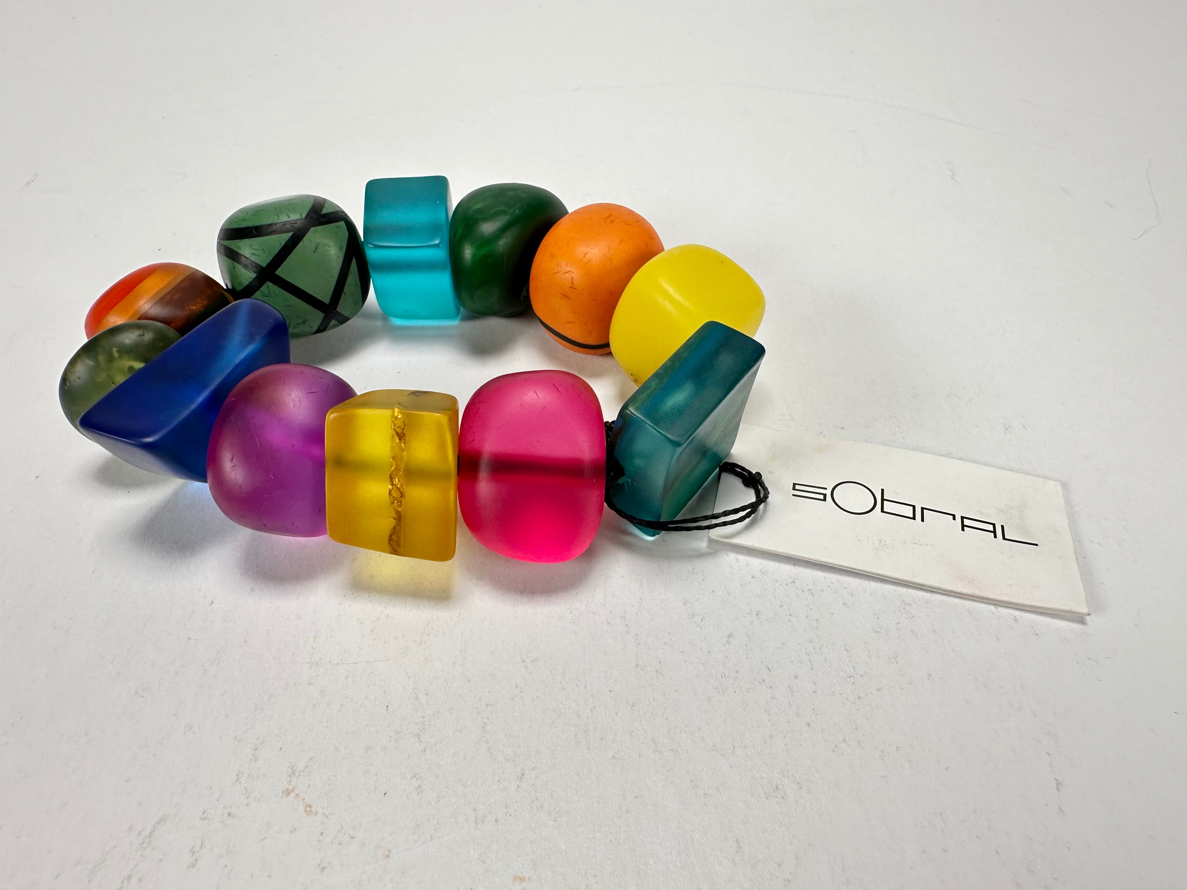Sobral - Multi-Colour "Indiana" Mix Multicor Elasticated Resin Bracelet ( 000210 )