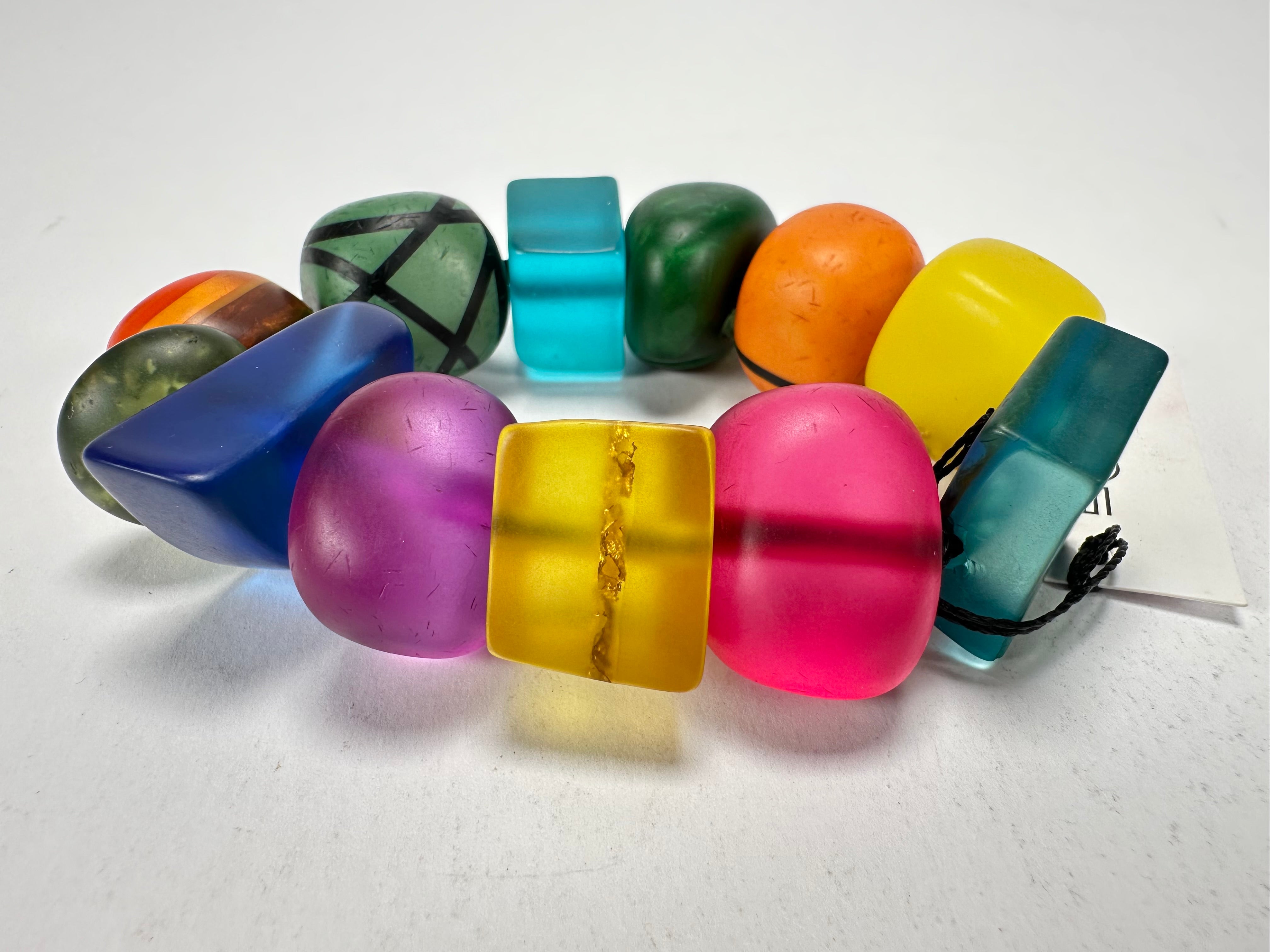 Sobral - Multi-Colour "Indiana" Mix Multicor Elasticated Resin Bracelet ( 000210 )