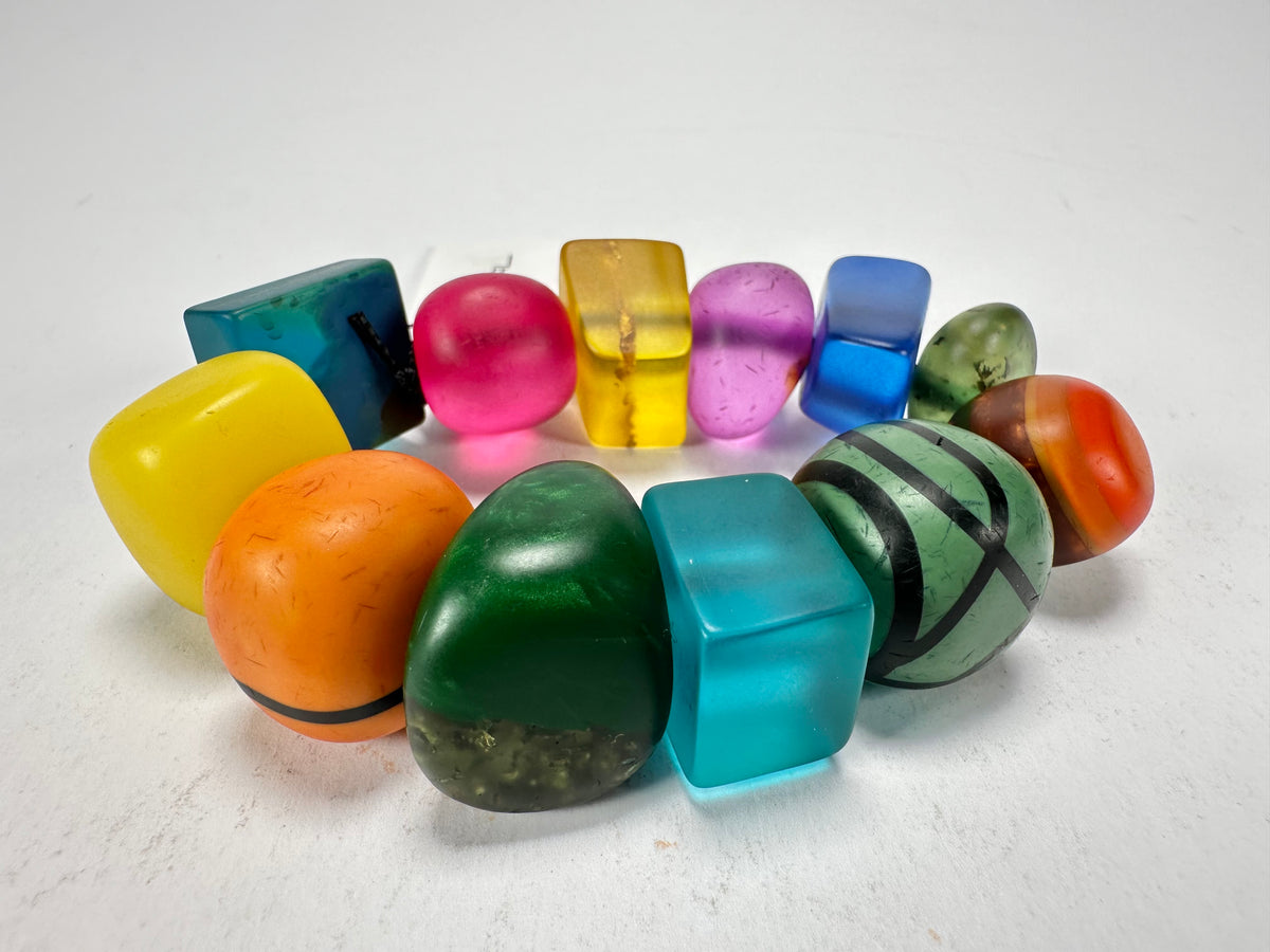 Sobral - Multi-Colour "Indiana" Mix Multicor Elasticated Resin Bracelet ( 000210 )