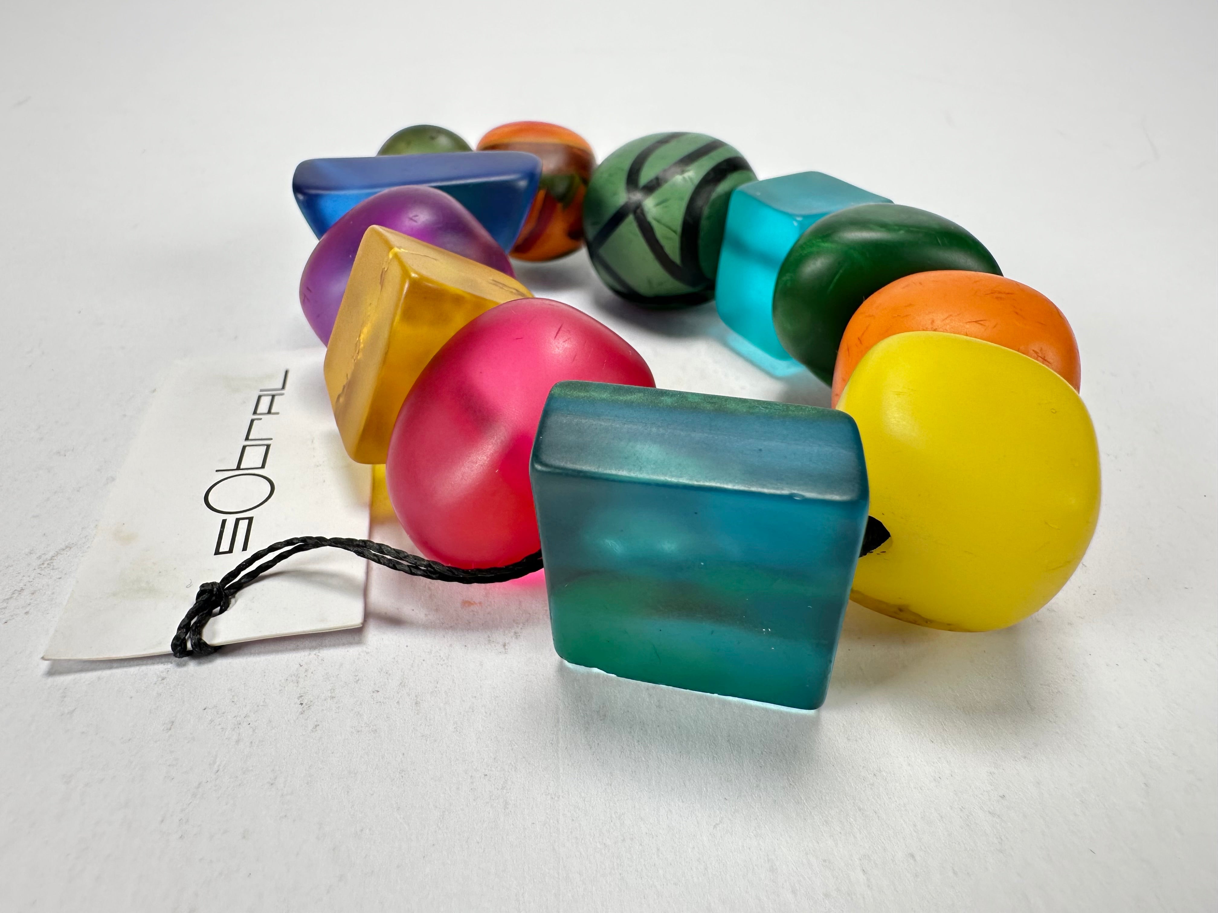 Sobral - Multi-Colour "Indiana" Mix Multicor Elasticated Resin Bracelet ( 000210 )
