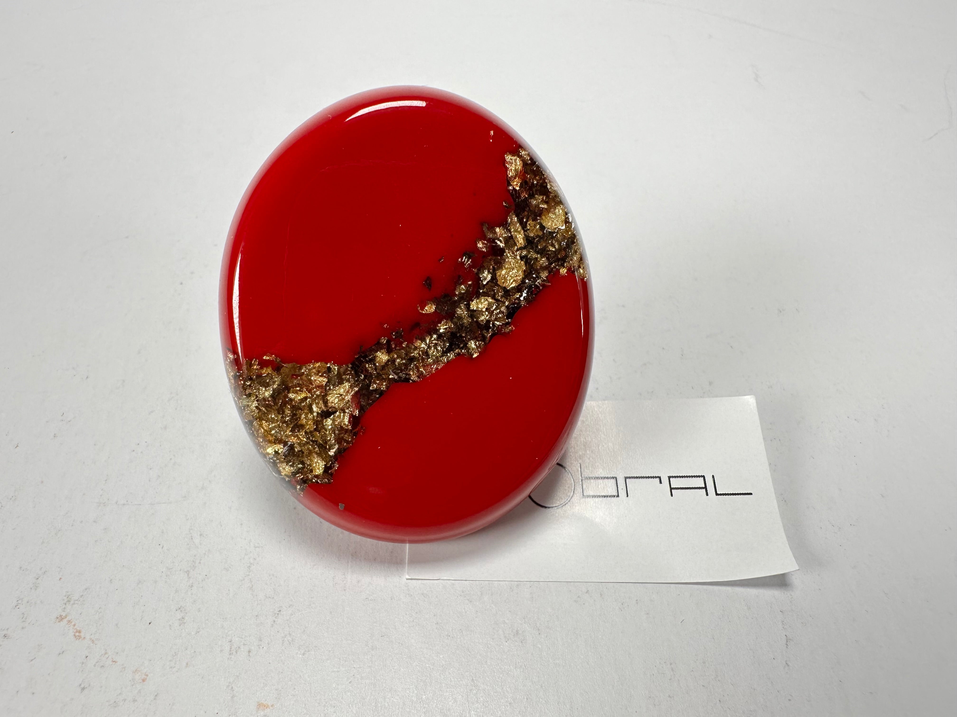 Sobral - Metalique "Munique" Orlando Red Resin Ring ( 005145 ) - Size UK S / US 9