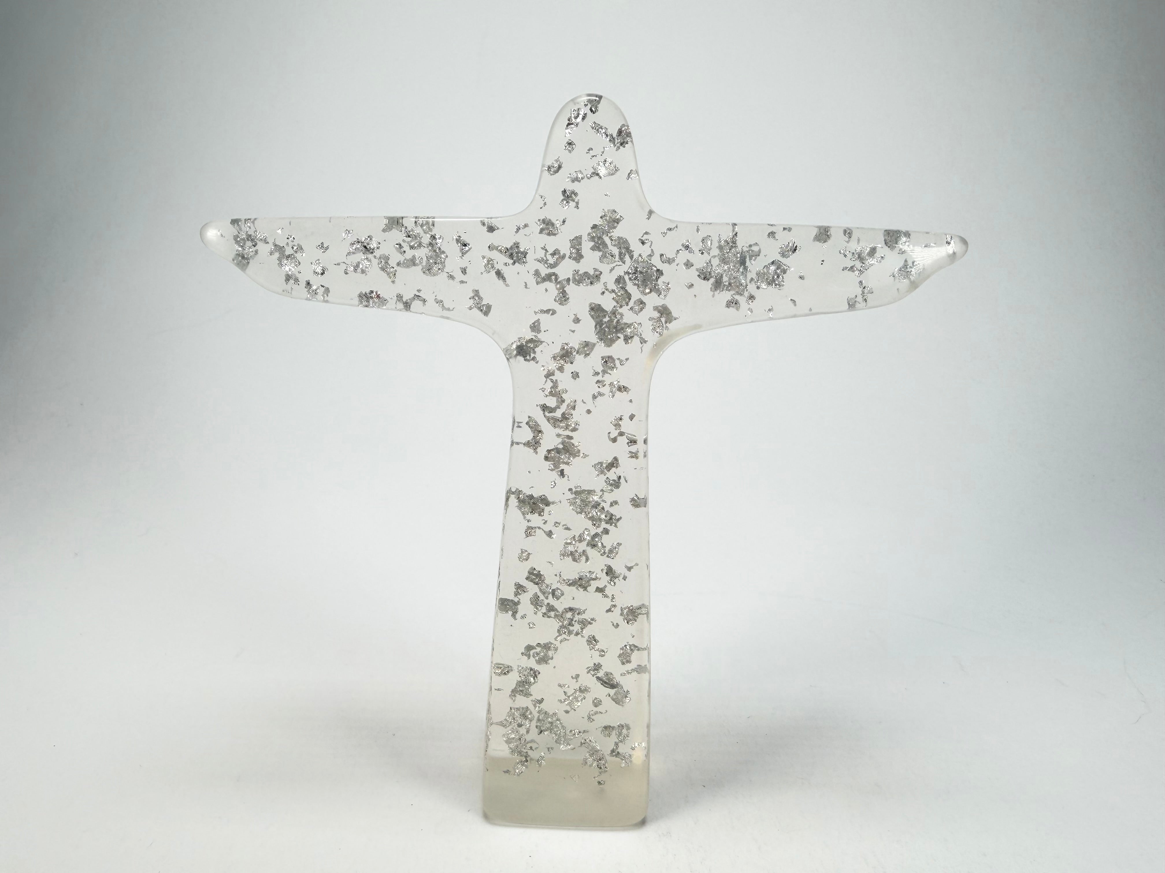Sobral - Landmark "Cristo" Metalique Silver Medium 14cm Statue Ornament ( 000000 )