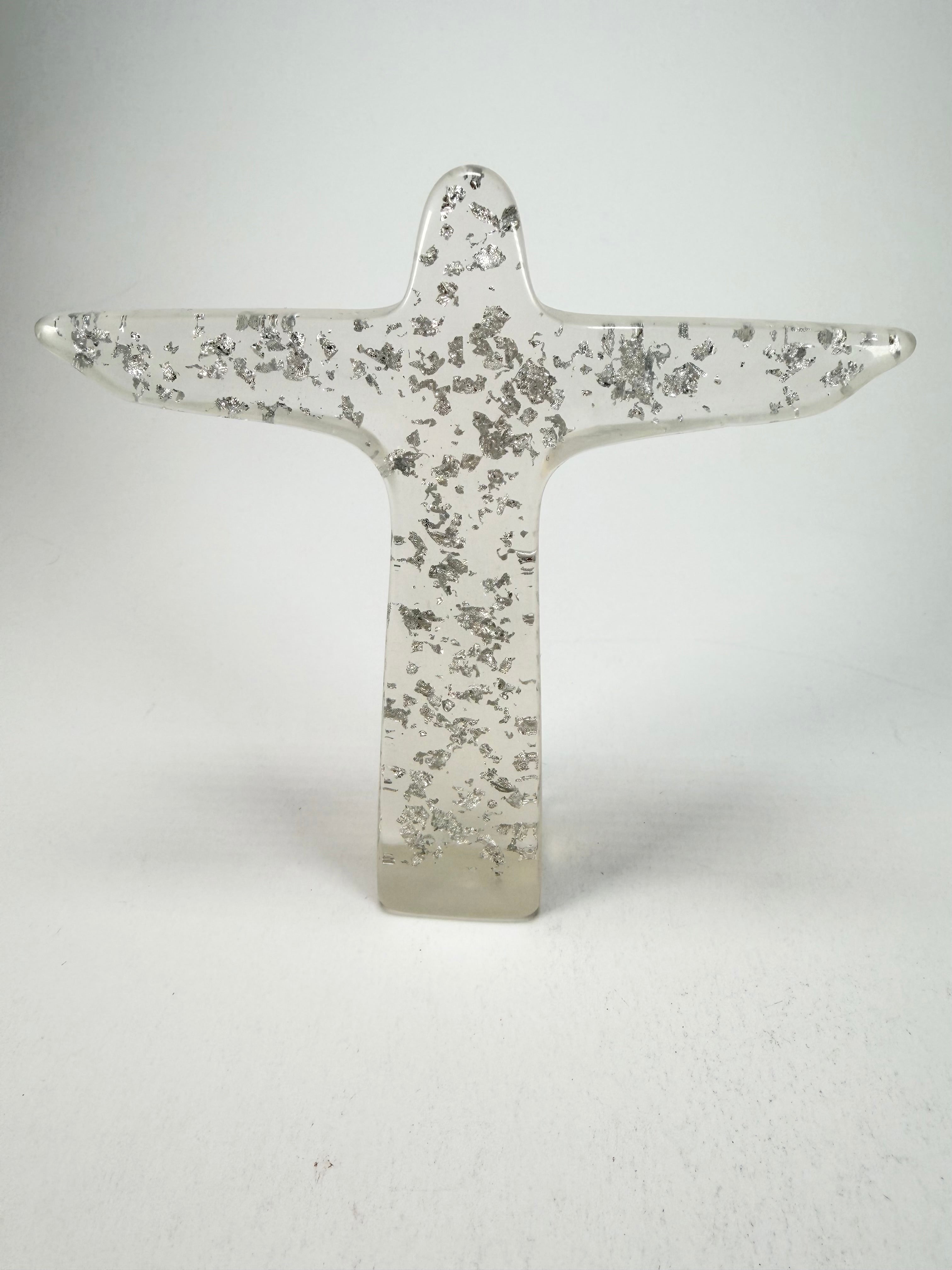 Sobral - Landmark "Cristo" Metalique Silver Medium 14cm Statue Ornament ( 000000 )