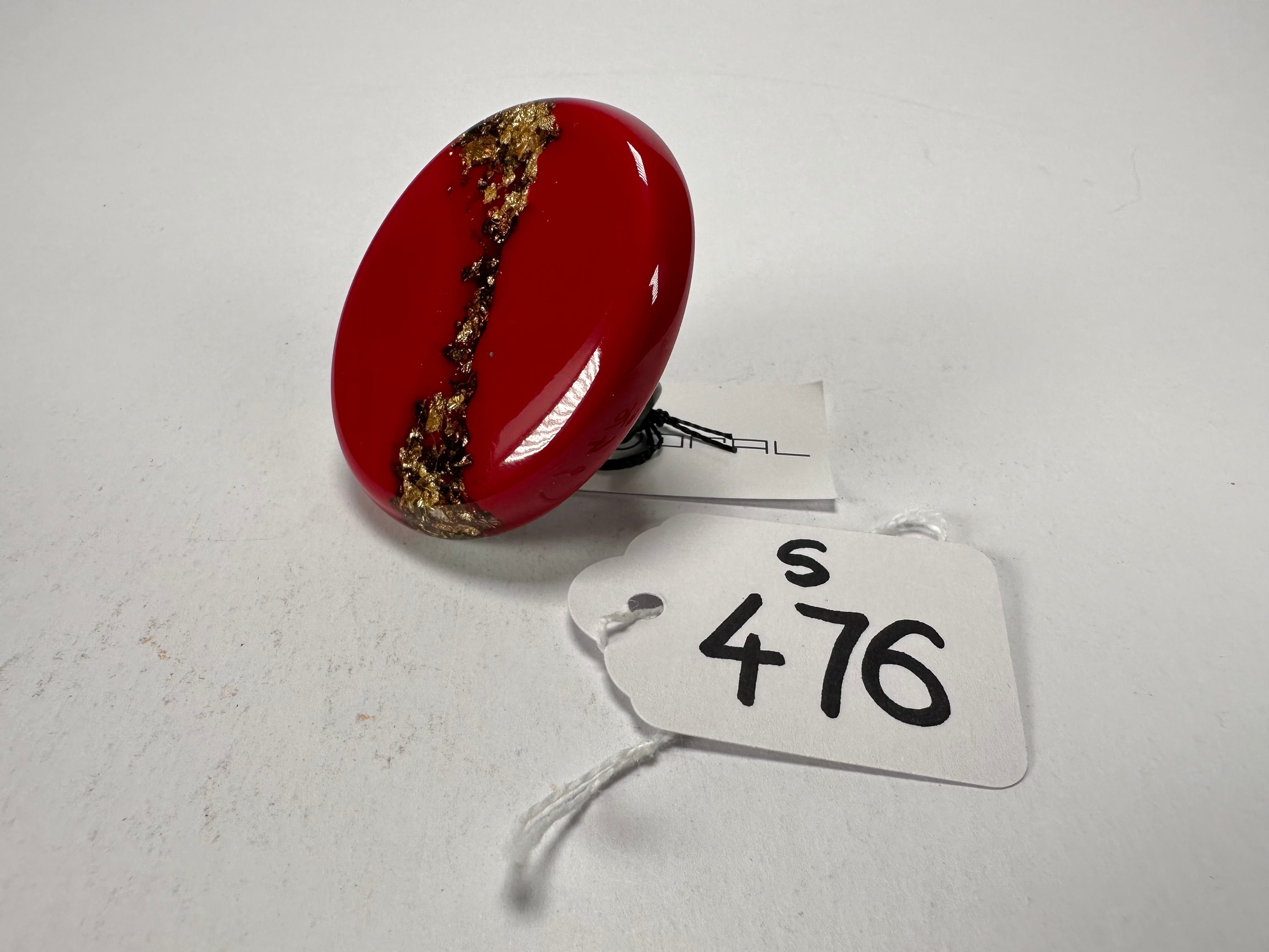 Sobral - Metalique "Munique" Orlando Red Resin Ring ( 005145 ) - Size UK U / US 10.5