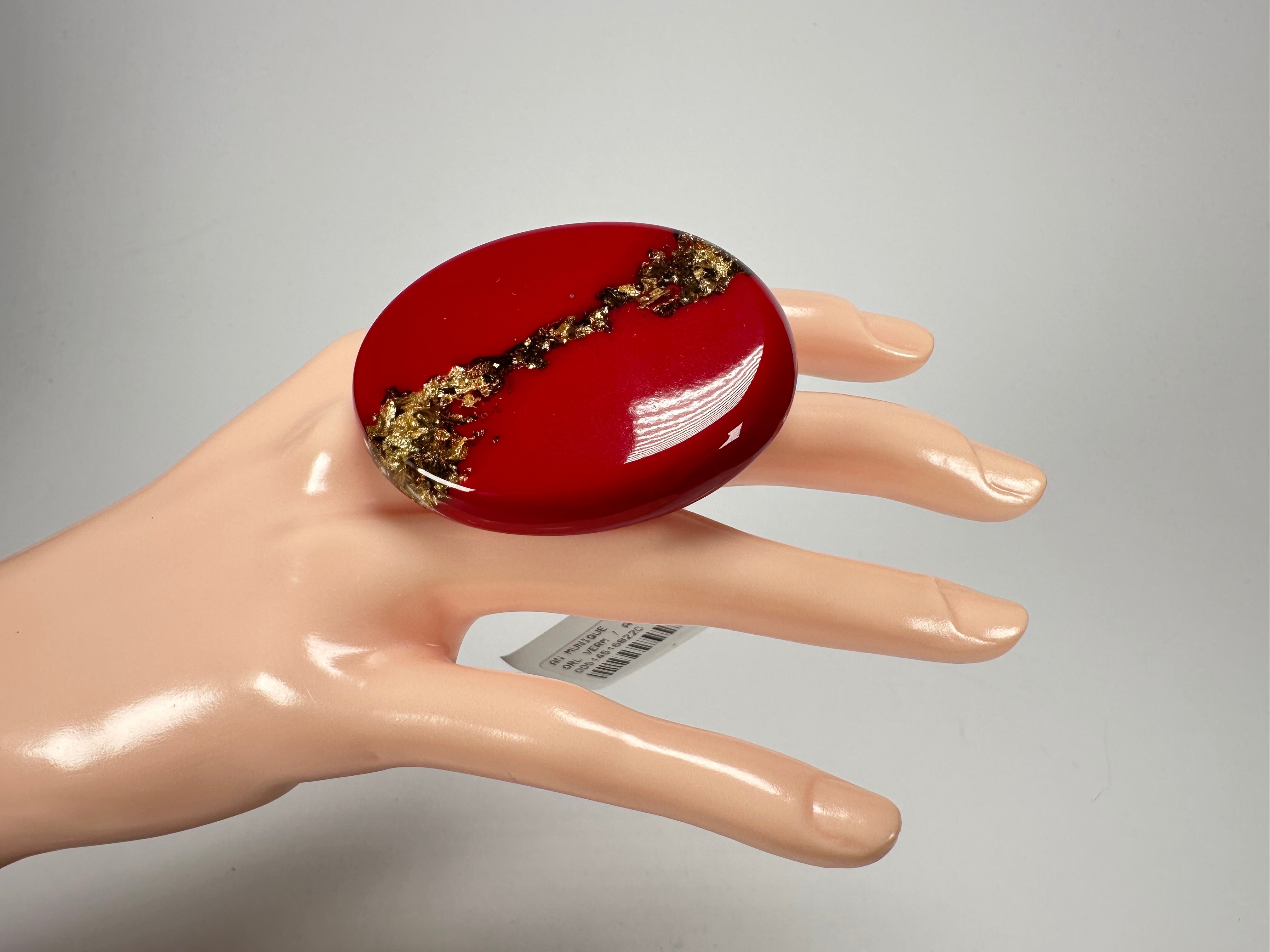 Sobral - Metalique "Munique" Orlando Red Resin Ring ( 005145 ) - Size UK U / US 10.5