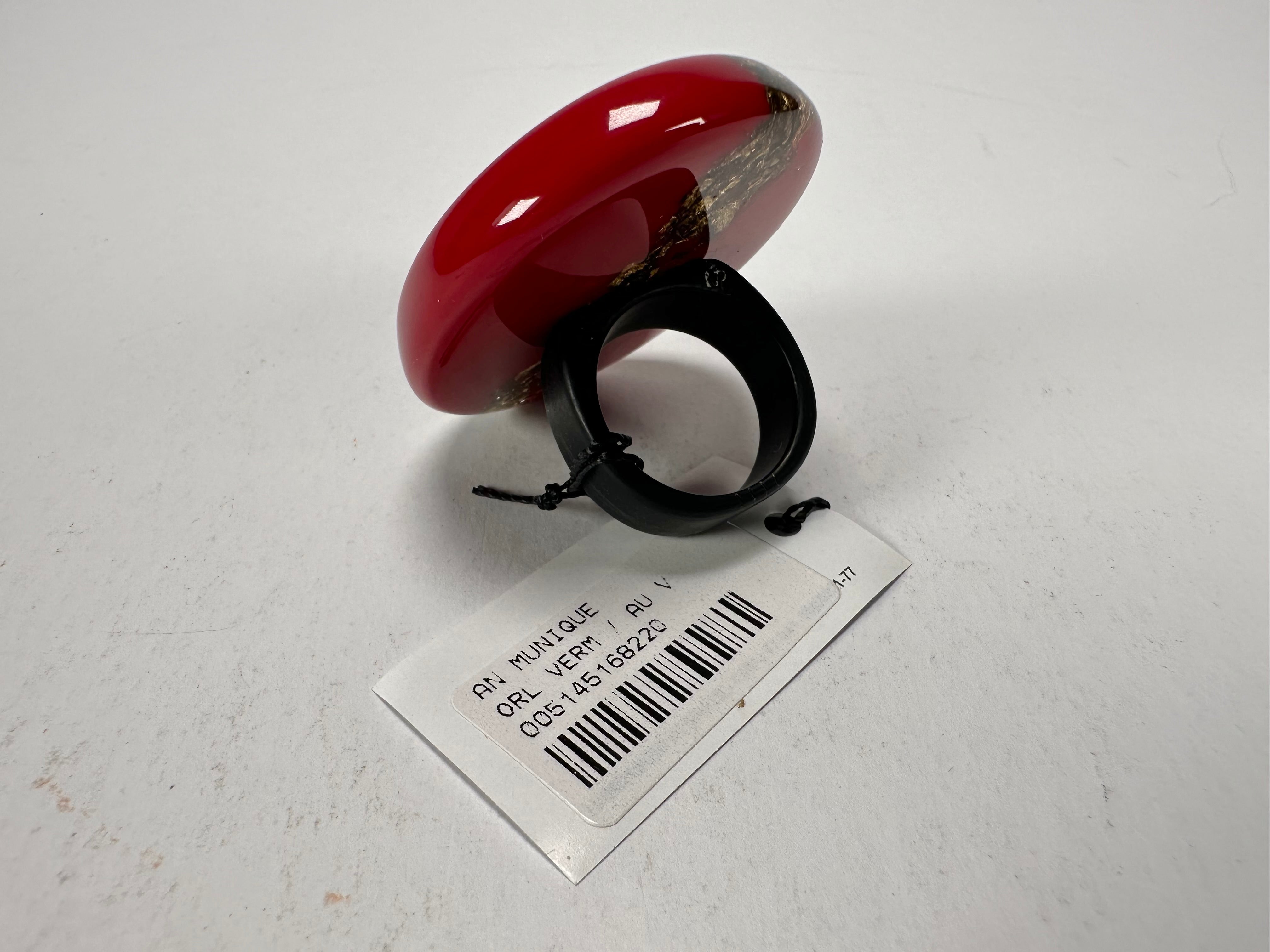 Sobral - Metalique "Munique" Orlando Red Resin Ring ( 005145 ) - Size UK U / US 10.5