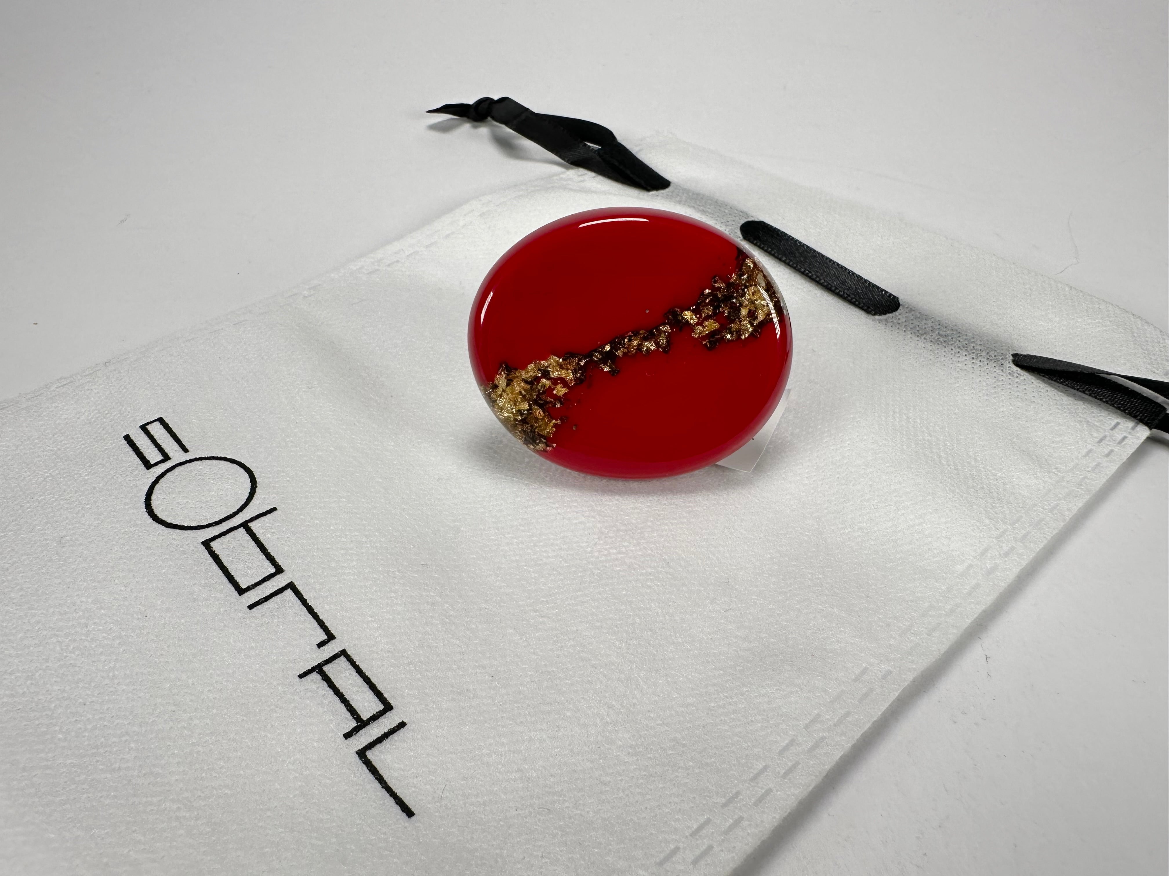 Sobral - Metalique "Munique" Orlando Red Resin Ring ( 005145 ) - Size UK U / US 10.5