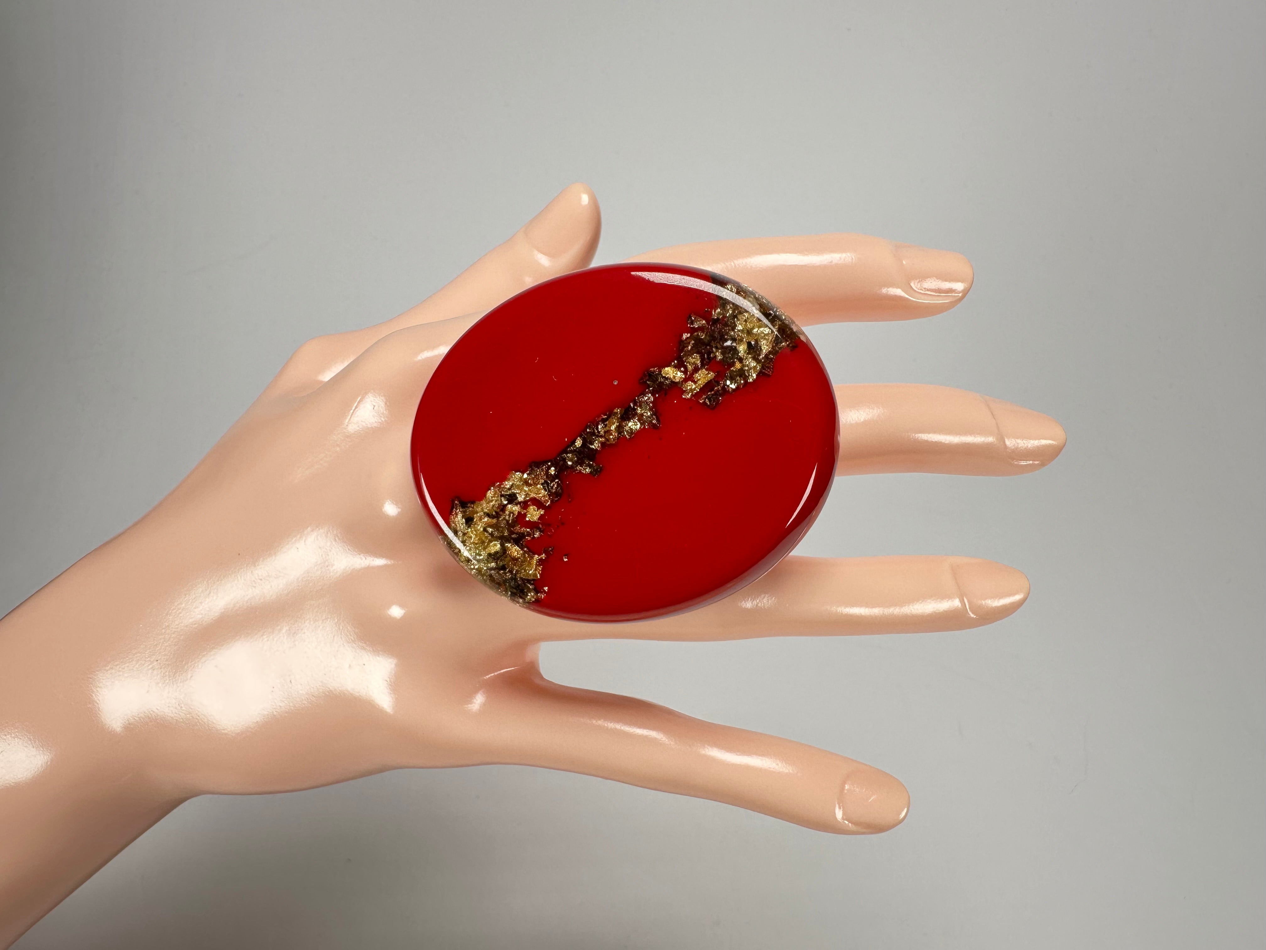 Sobral - Metalique "Munique" Orlando Red Resin Ring ( 005145 ) - Size UK U / US 10.5