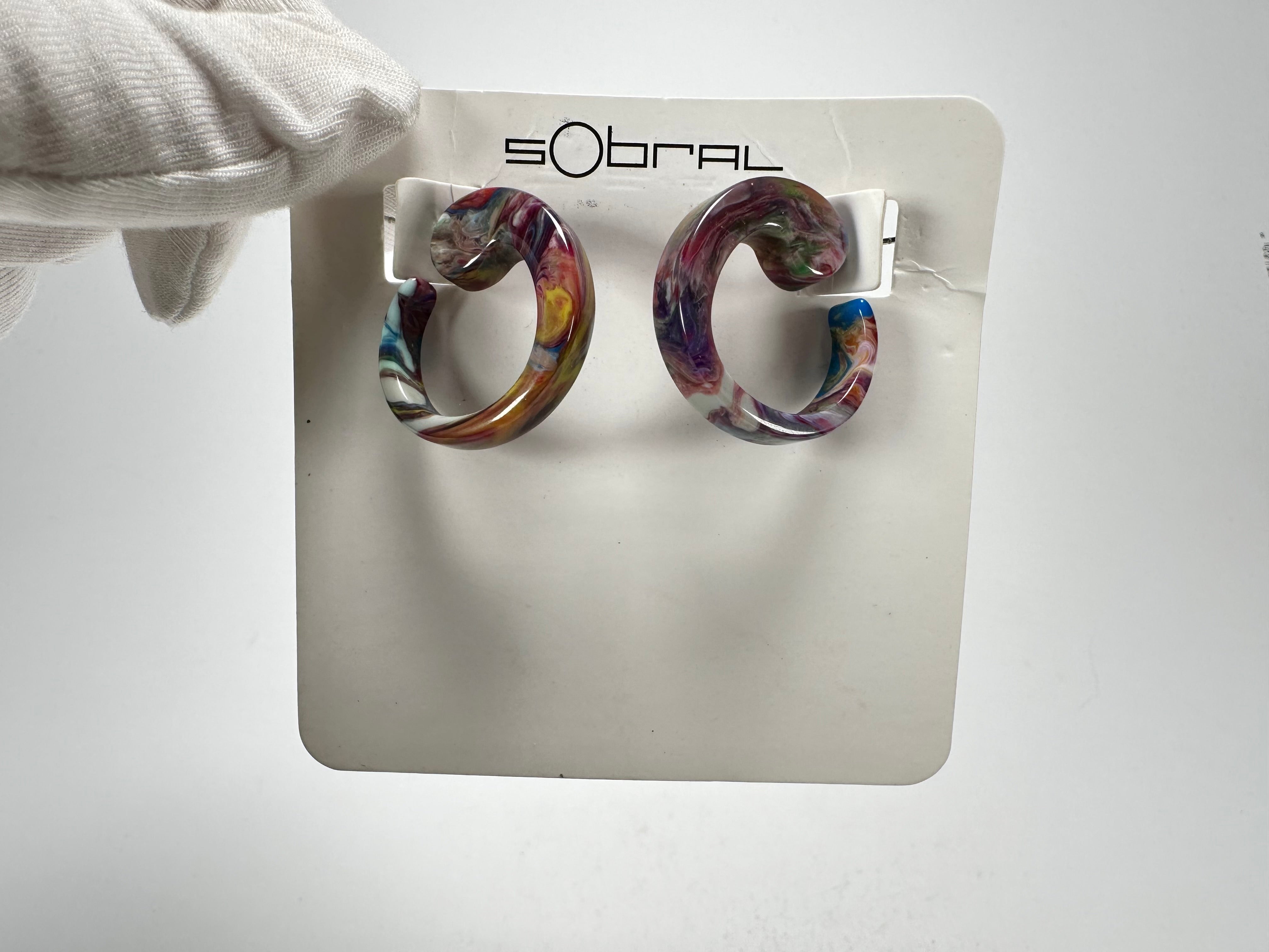 Sobral - Multi-Colour "Cherokee" Pollock Resin Earrings ( 004867 )