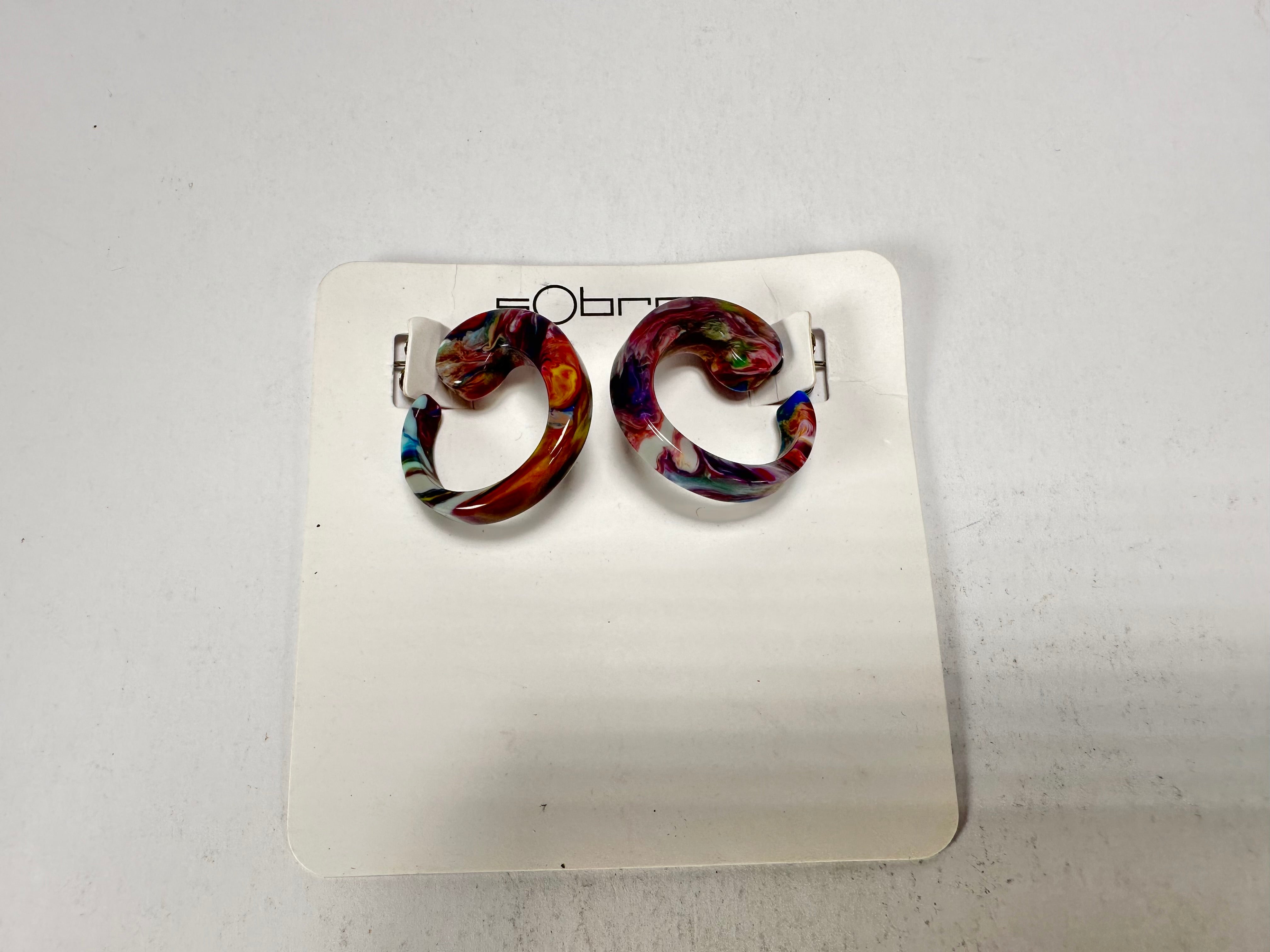 Sobral - Multi-Colour "Cherokee" Pollock Resin Earrings ( 004867 )