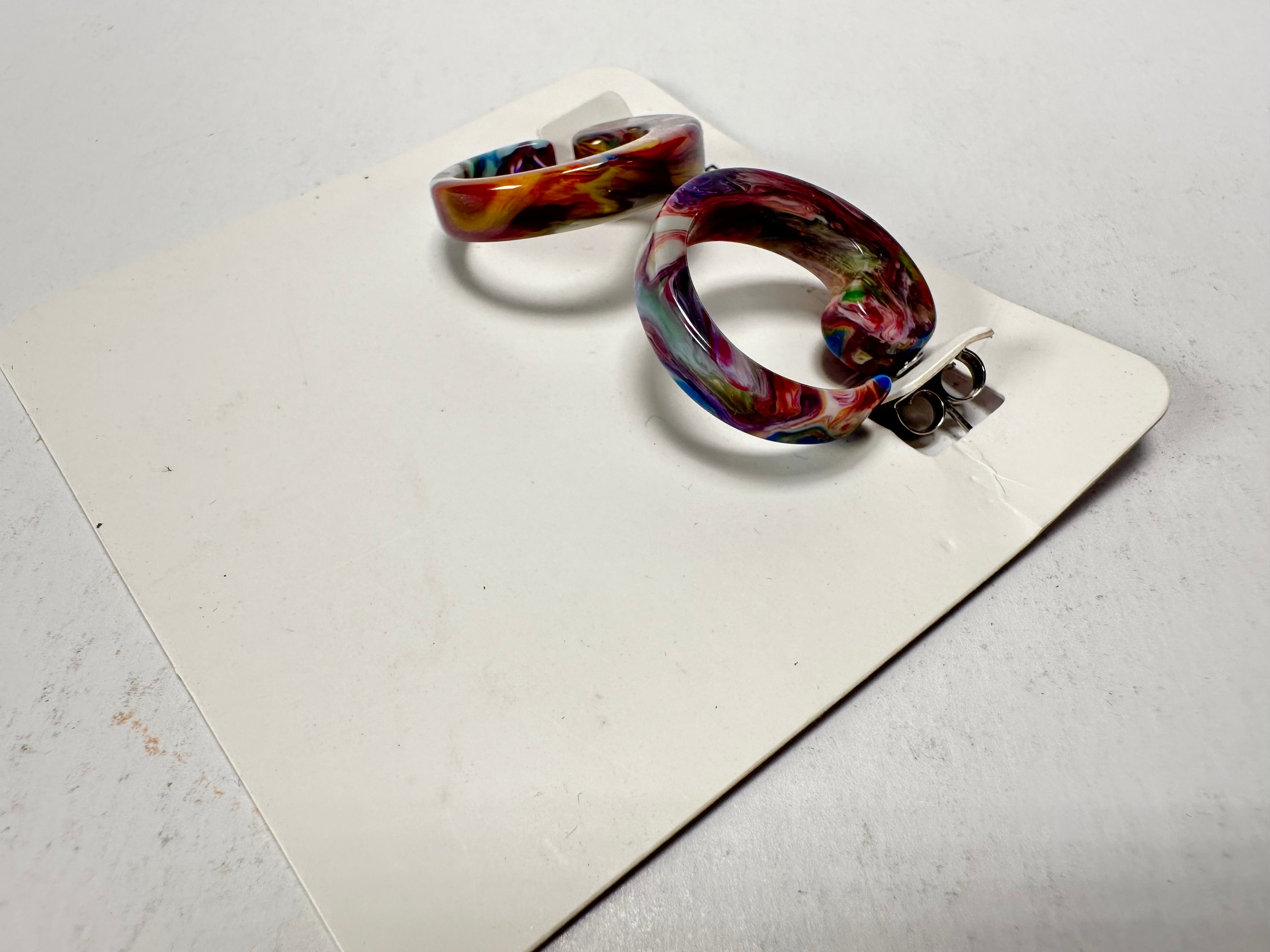 Sobral - Multi-Colour "Cherokee" Pollock Resin Earrings ( 004867 )