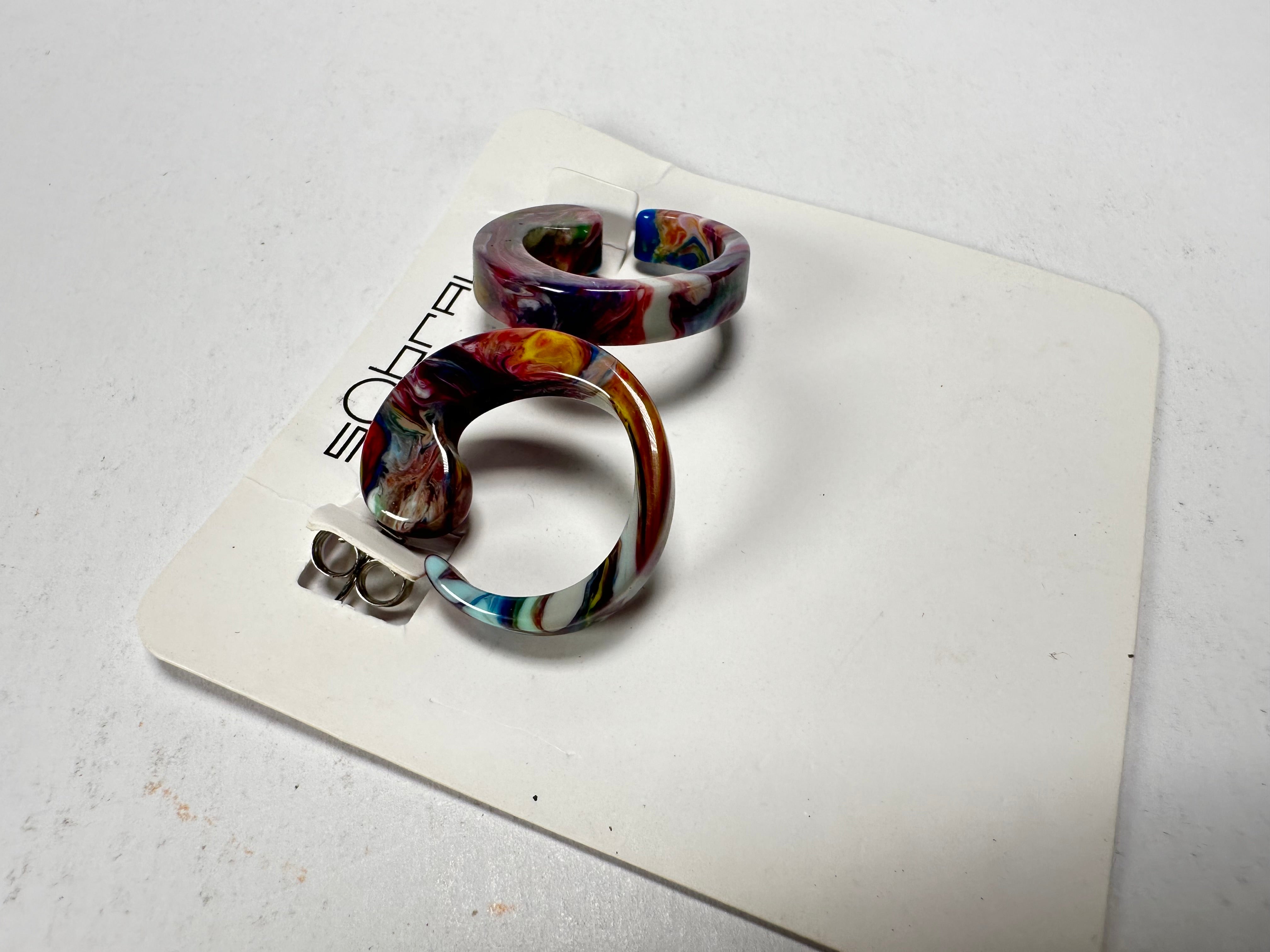 Sobral - Multi-Colour "Cherokee" Pollock Resin Earrings ( 004867 )