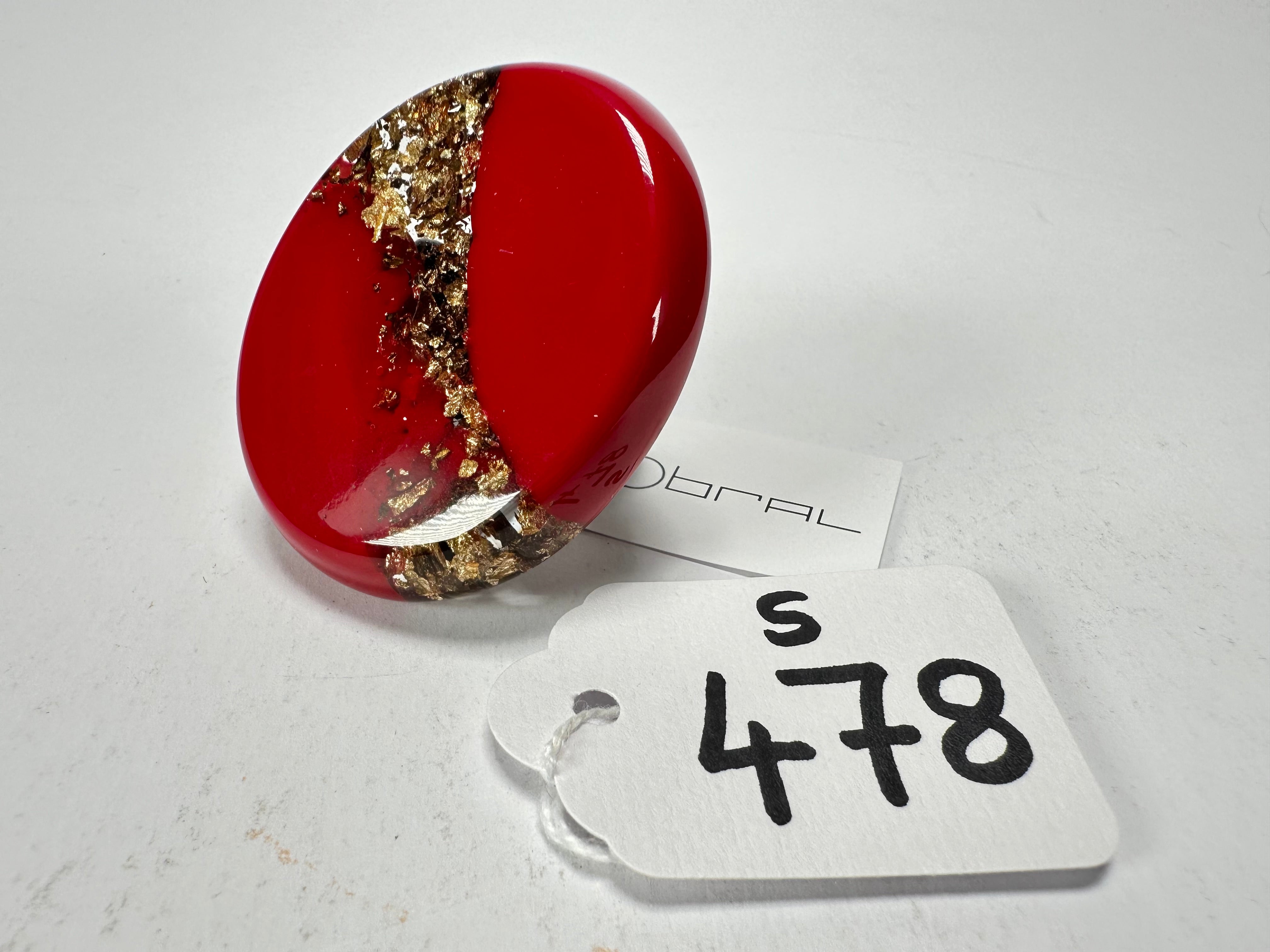 Sobral - Metalique "Munique" Orlando Red Resin Ring ( 005145 ) - Size UK U / US 10