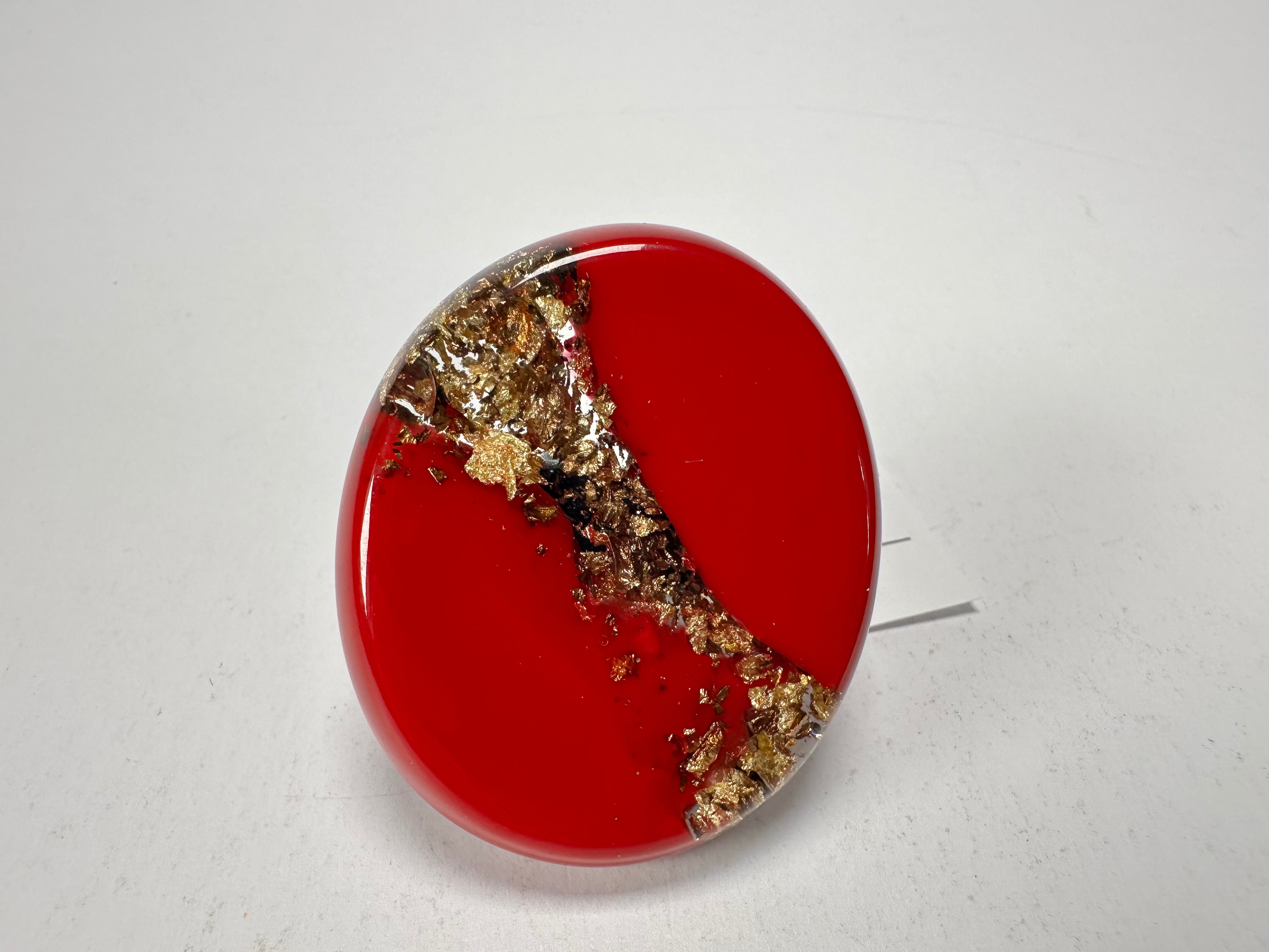 Sobral - Metalique "Munique" Orlando Red Resin Ring ( 005145 ) - Size UK U / US 10