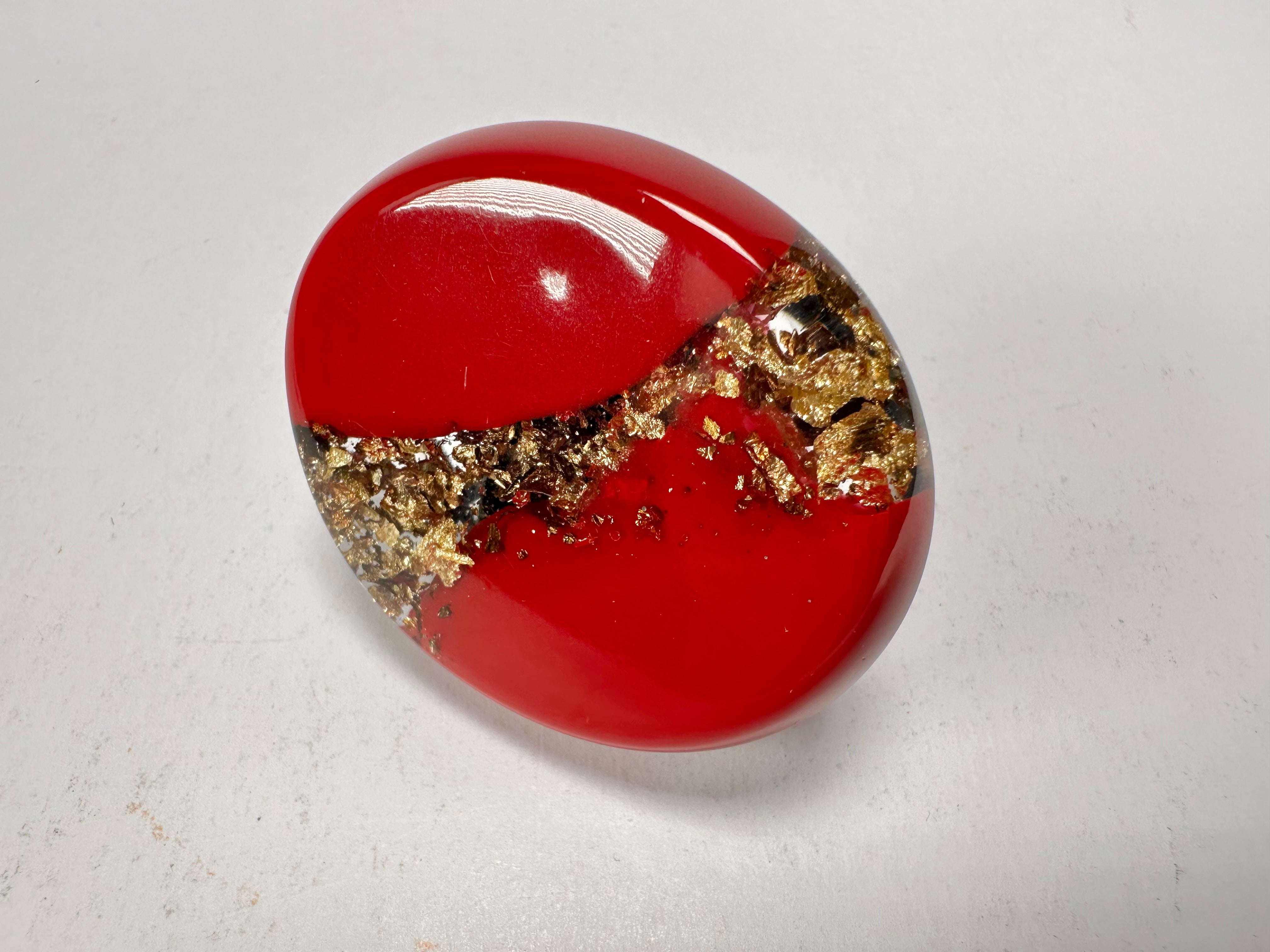 Sobral - Metalique "Munique" Orlando Red Resin Ring ( 005145 ) - Size UK U / US 10