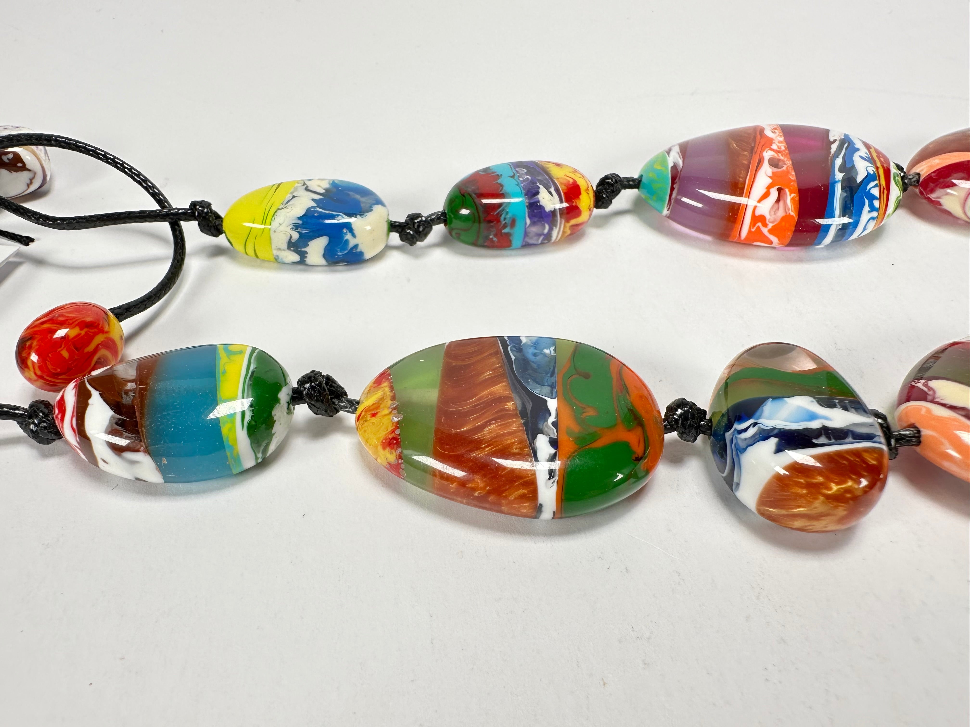 Sobral - Multi-Colour "Onda Lisi" Resin Necklace ( 004578 )