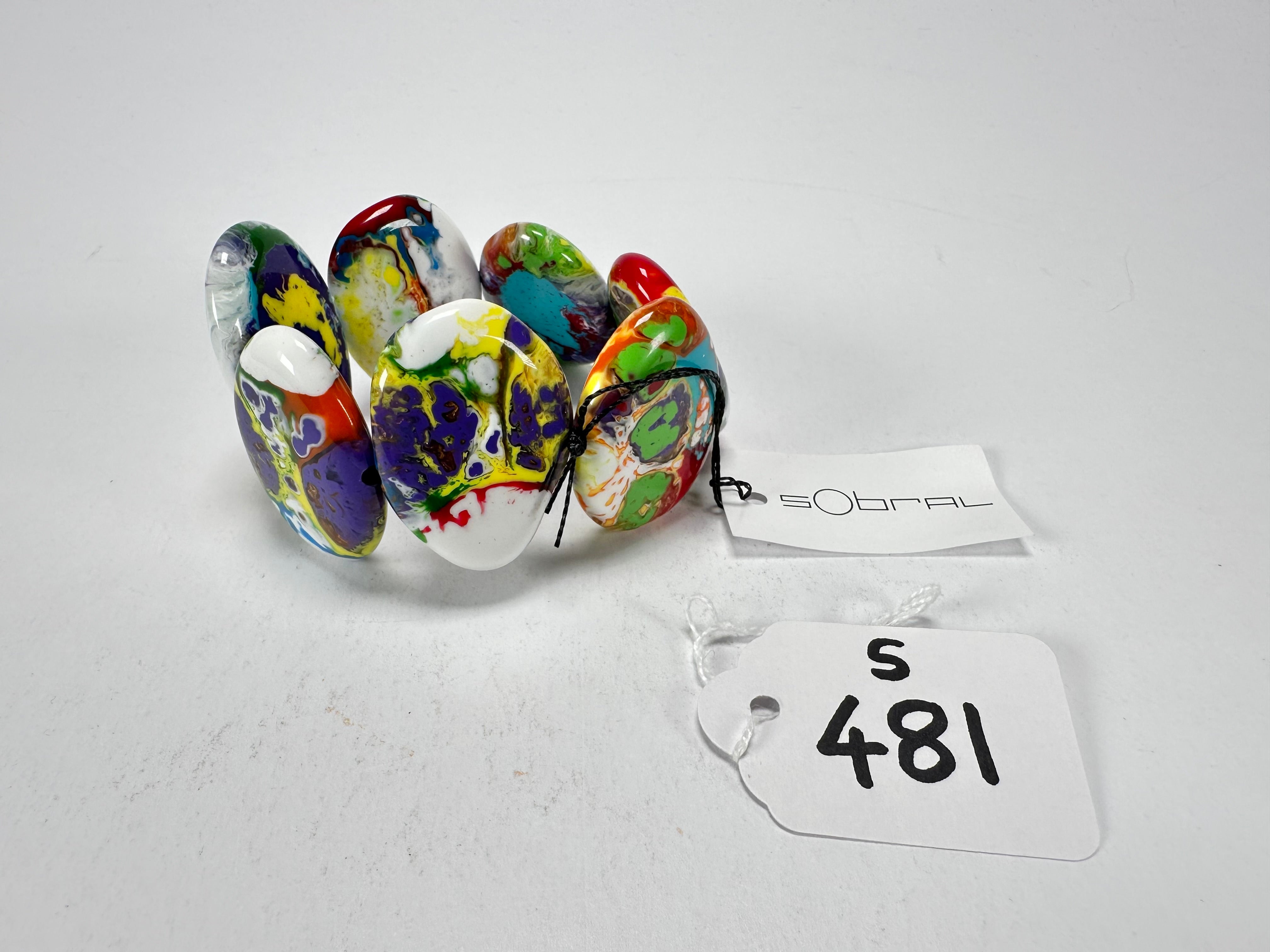 Sobral - Multi-Colour "Discs" Pollock Elasticated Resin Bracelet ( 000000 )