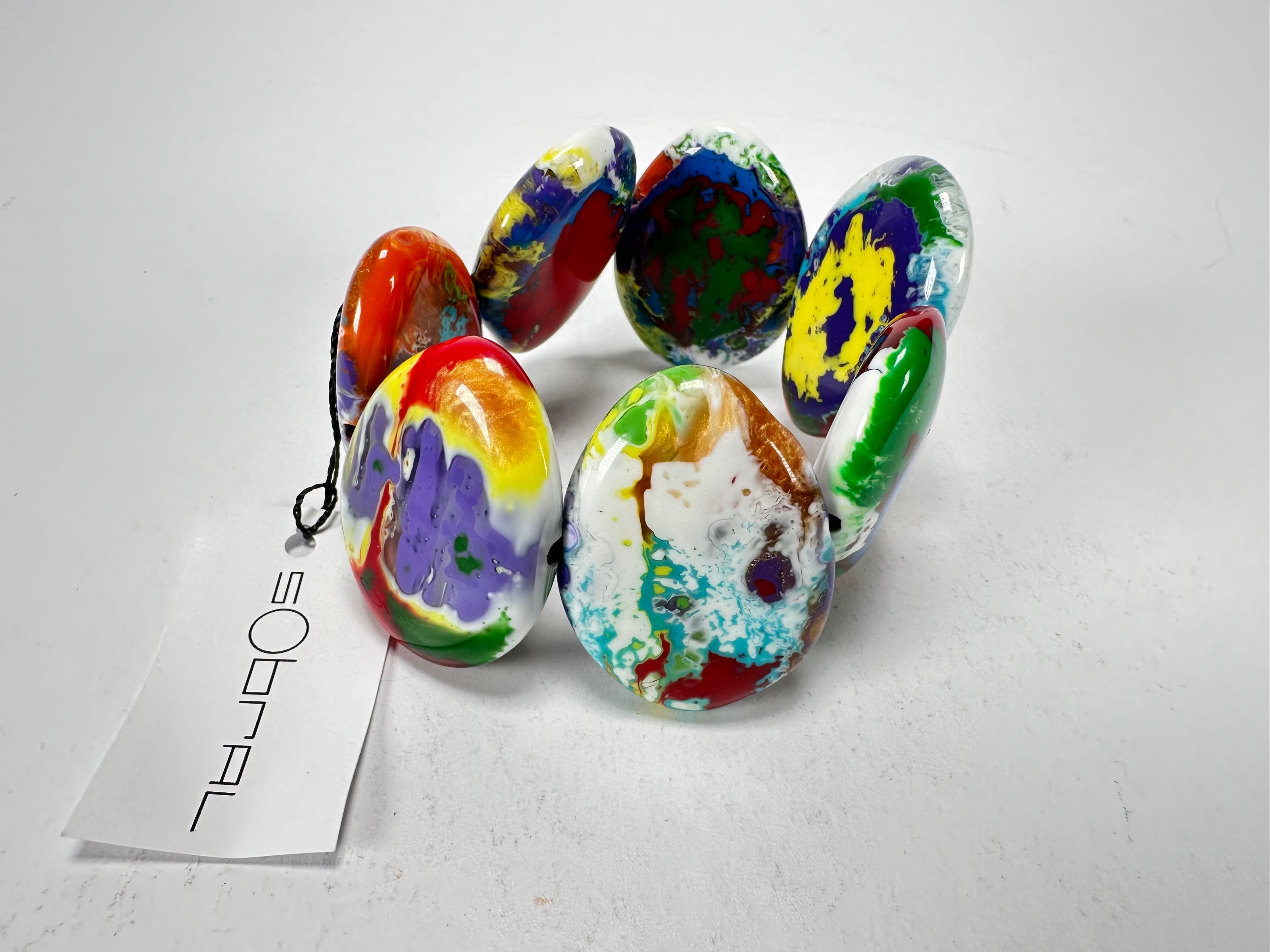 Sobral - Multi-Colour "Discs" Pollock Elasticated Resin Bracelet ( 000000 )