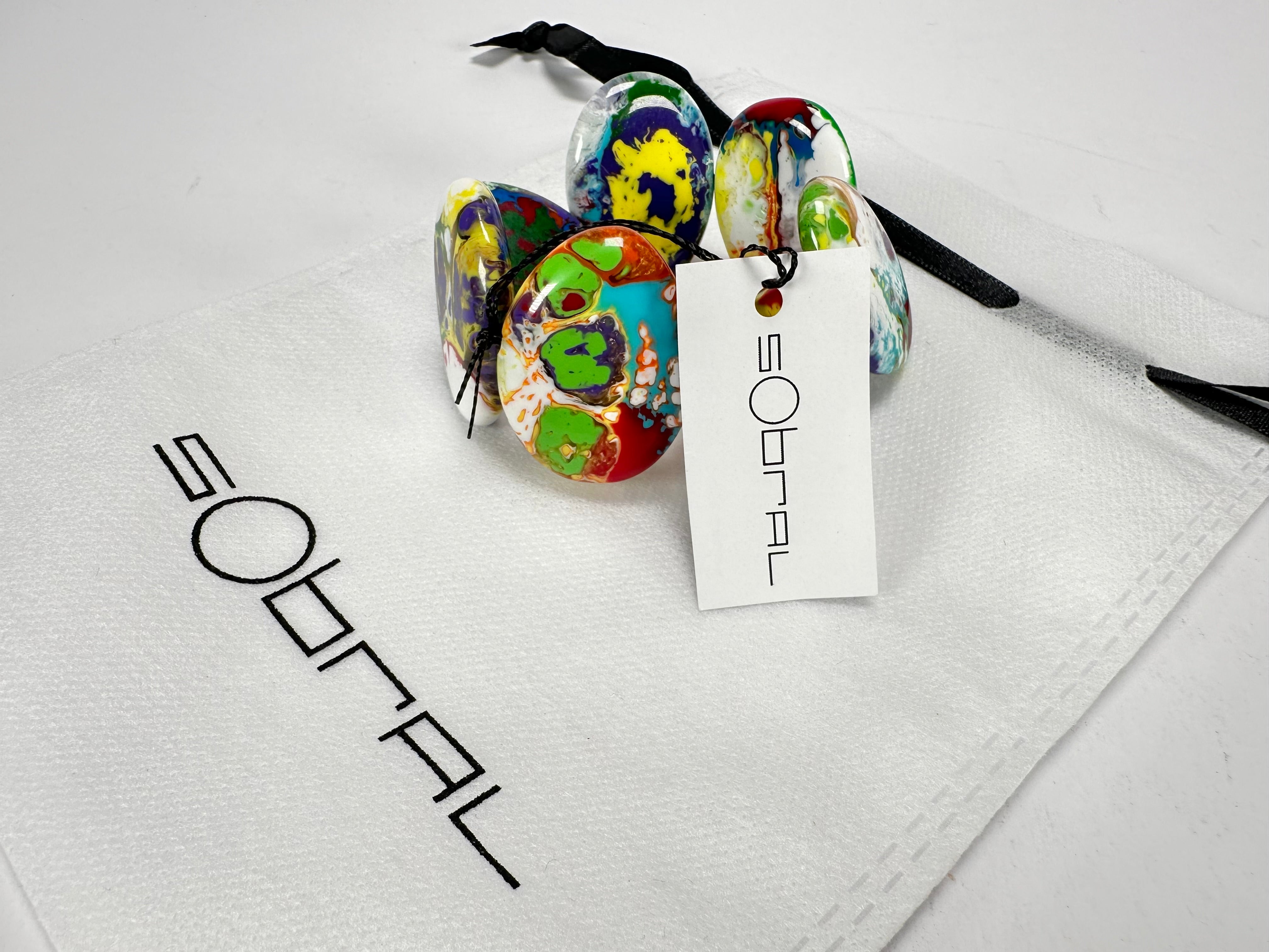 Sobral - Multi-Colour "Discs" Pollock Elasticated Resin Bracelet ( 000000 )