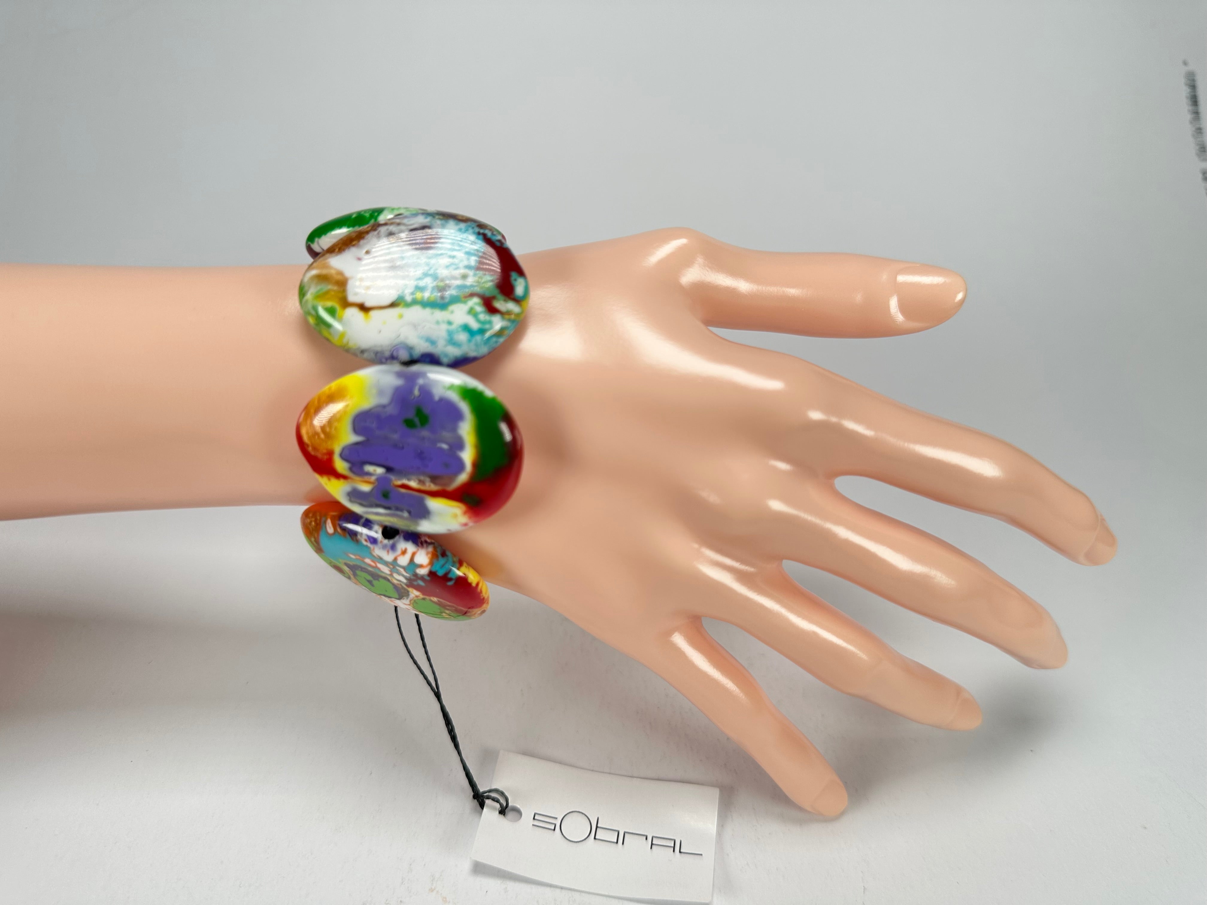 Sobral - Multi-Colour "Discs" Pollock Elasticated Resin Bracelet ( 000000 )