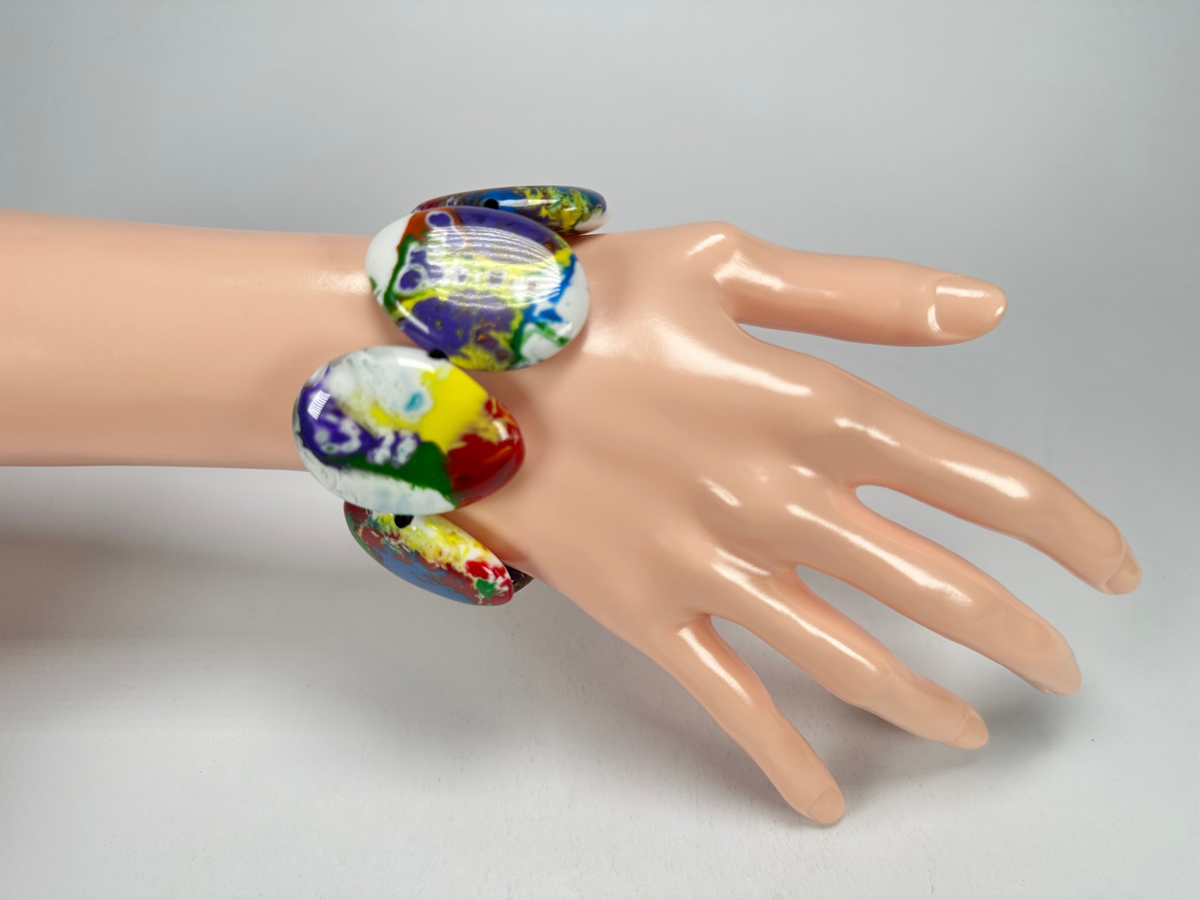 Sobral - Multi-Colour "Discs" Pollock Elasticated Resin Bracelet ( 000000 )