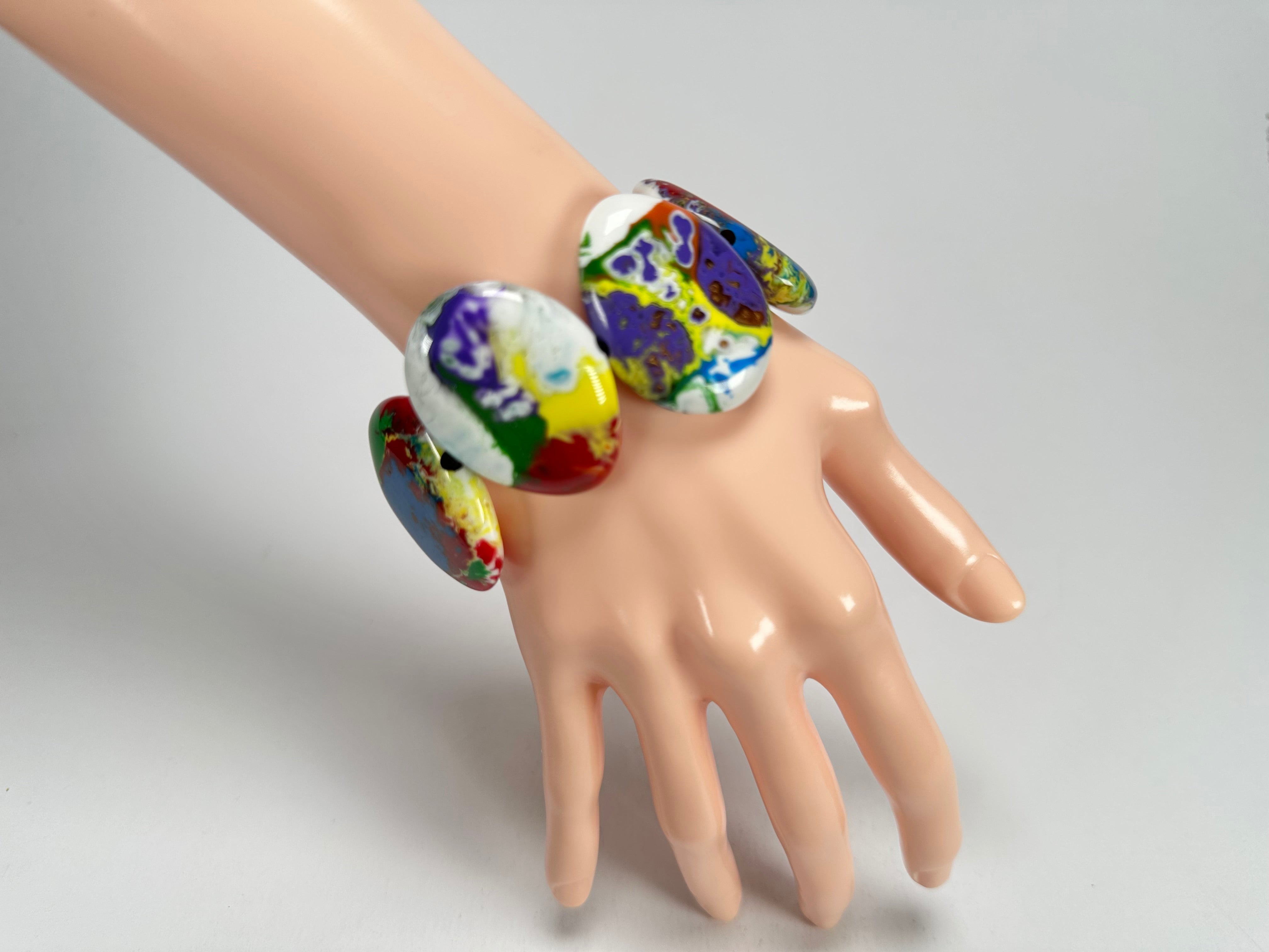 Sobral - Multi-Colour "Discs" Pollock Elasticated Resin Bracelet ( 000000 )
