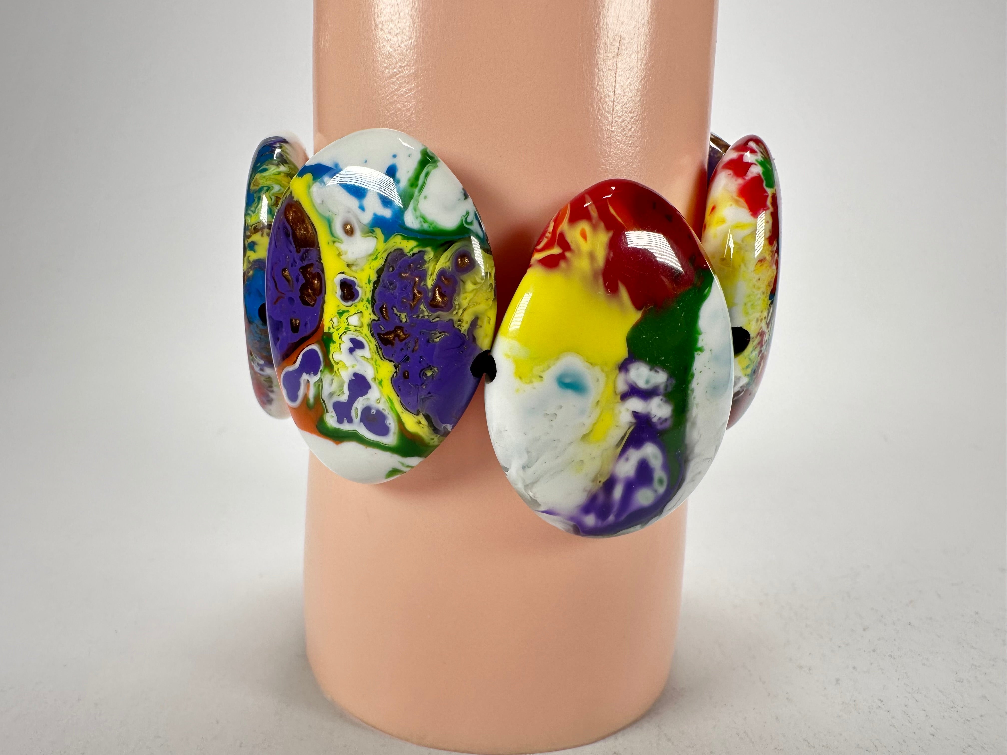 Sobral - Multi-Colour "Discs" Pollock Elasticated Resin Bracelet ( 000000 )