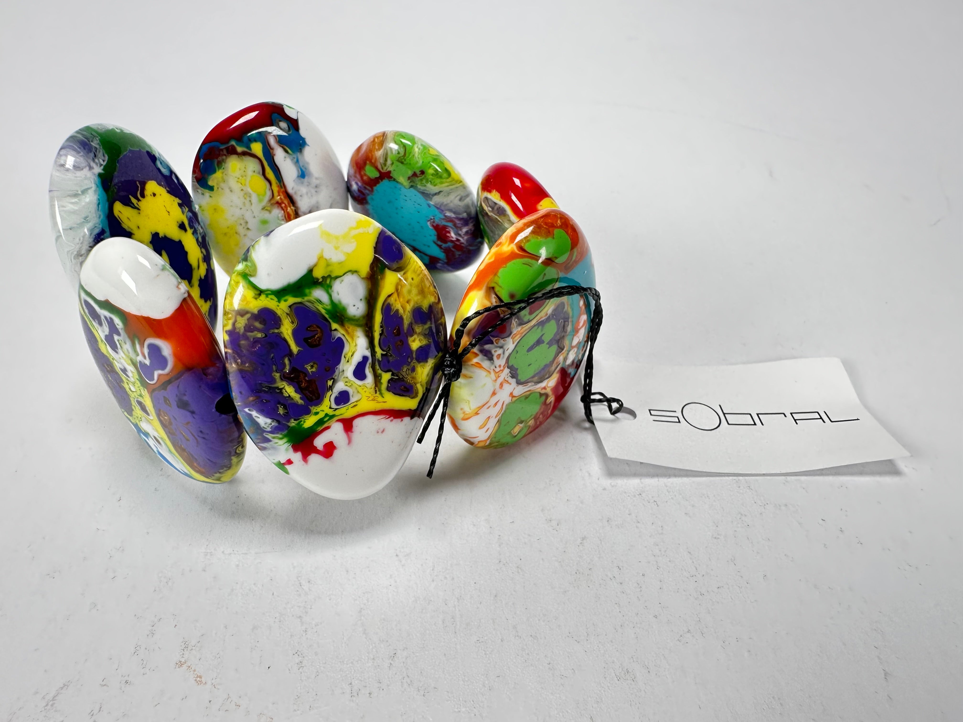 Sobral - Multi-Colour "Discs" Pollock Elasticated Resin Bracelet ( 000000 )