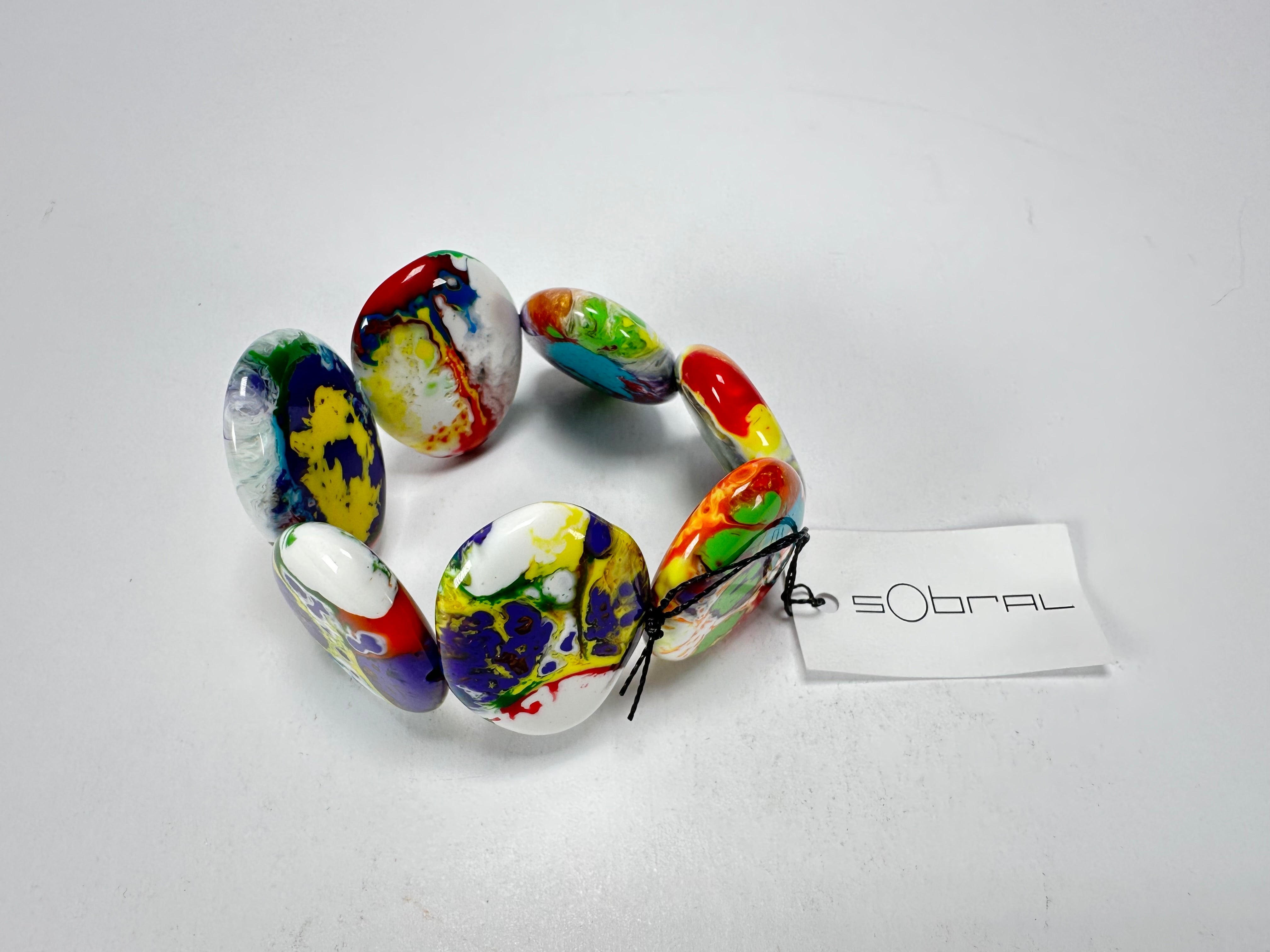 Sobral - Multi-Colour "Discs" Pollock Elasticated Resin Bracelet ( 000000 )