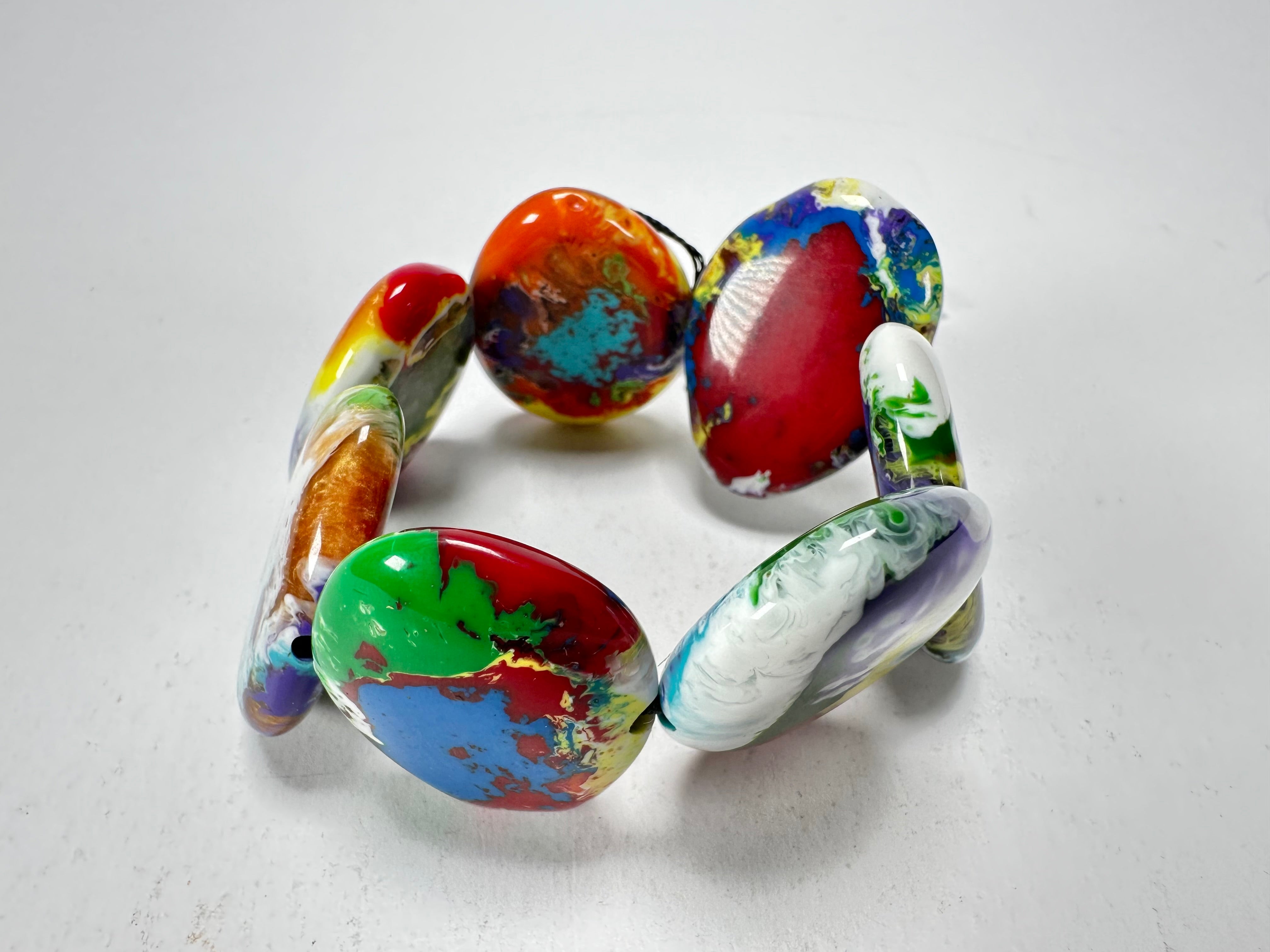 Sobral - Multi-Colour "Discs" Pollock Elasticated Resin Bracelet ( 000000 )