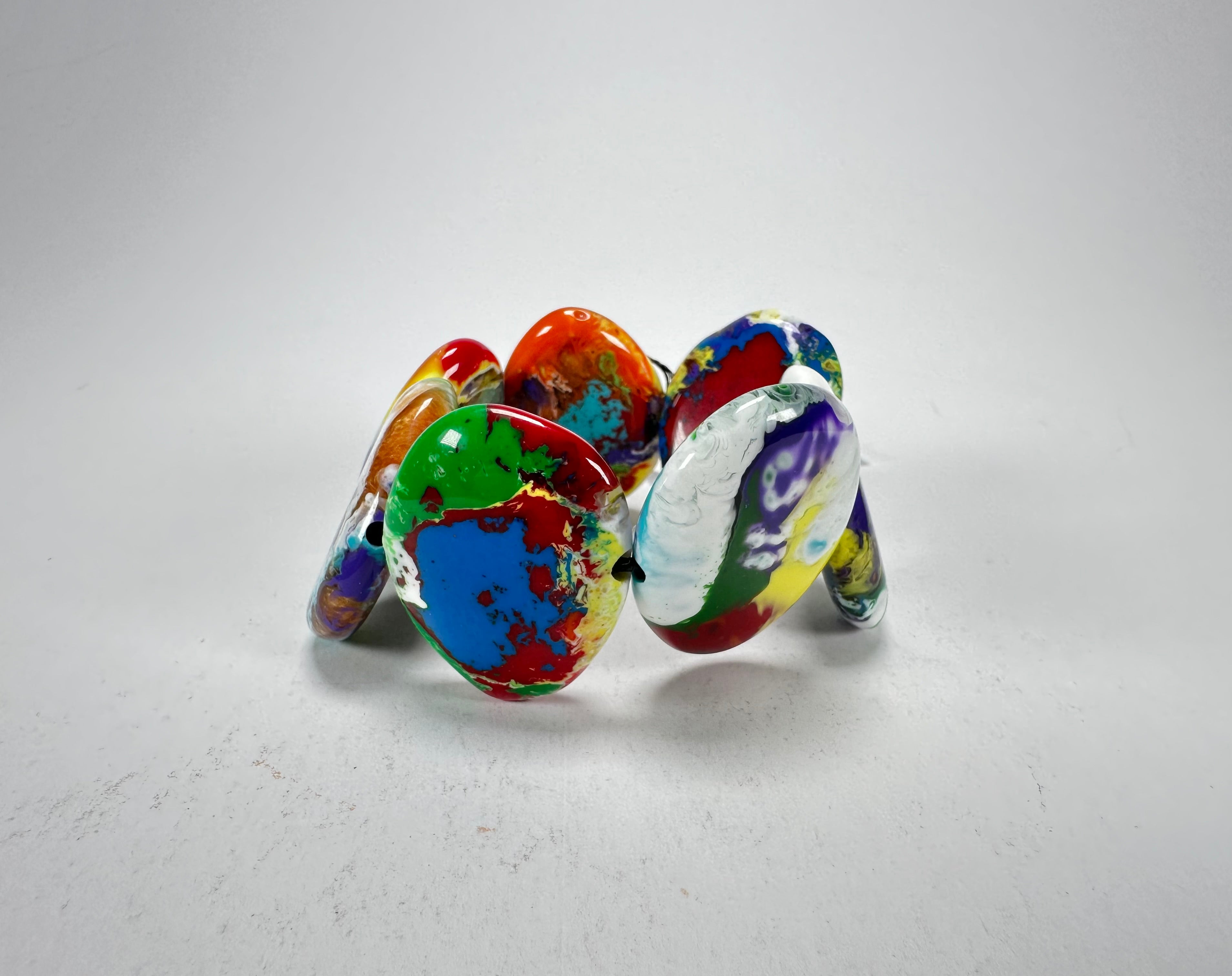 Sobral - Multi-Colour "Discs" Pollock Elasticated Resin Bracelet ( 000000 )