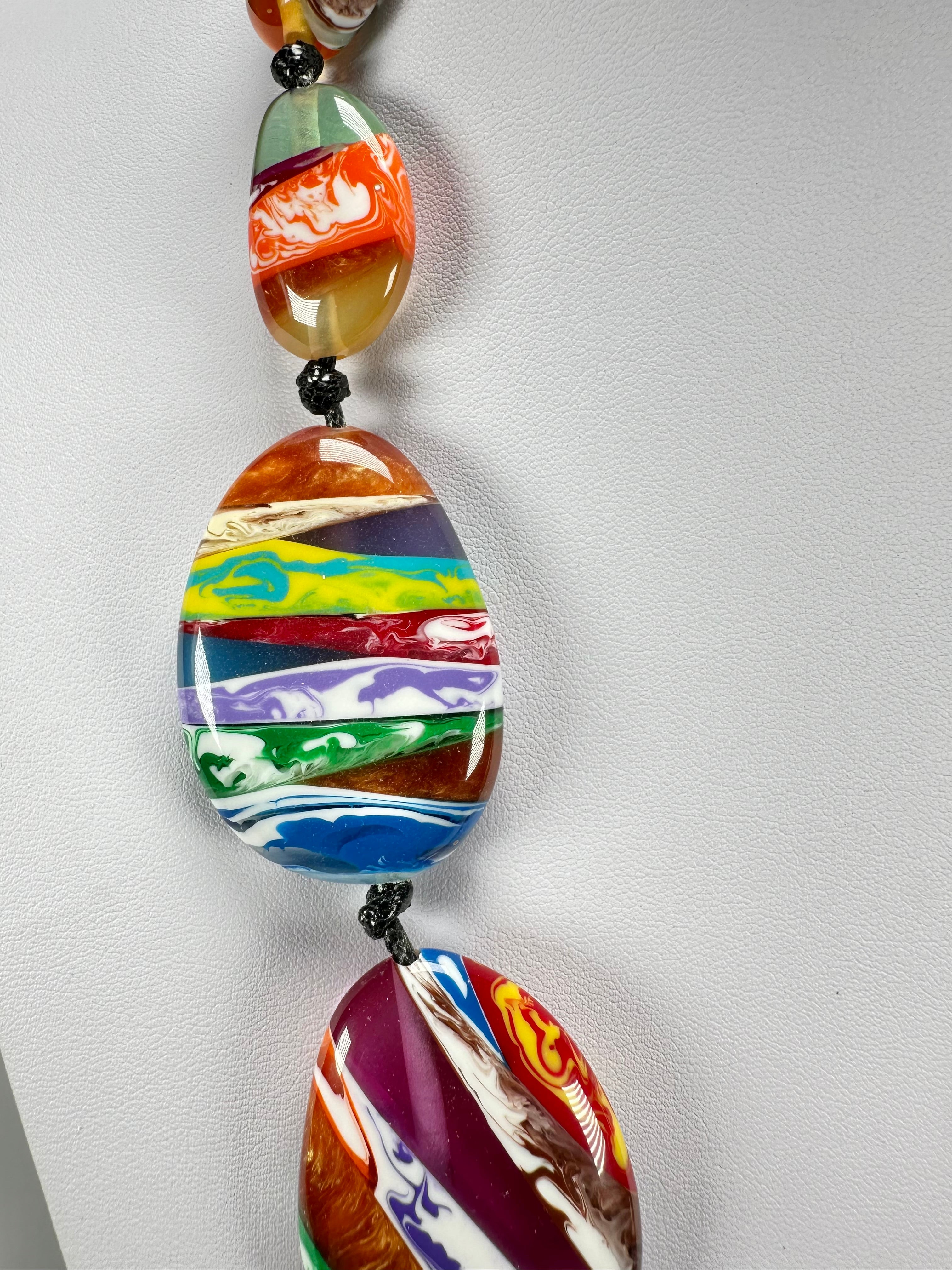 Sobral - Multi-Colour "Onda Lisi" Resin Necklace ( 004578 )