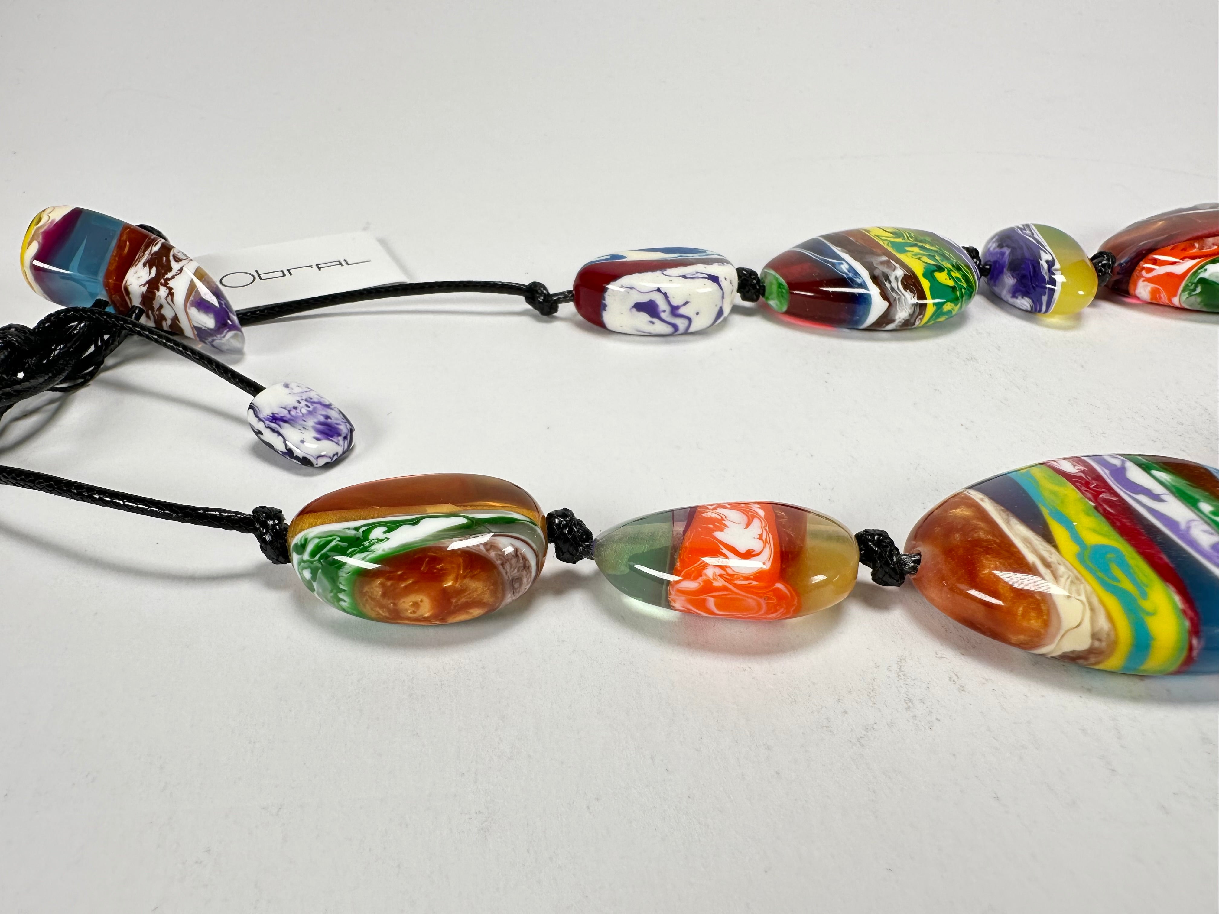 Sobral - Multi-Colour "Onda Lisi" Resin Necklace ( 004578 )