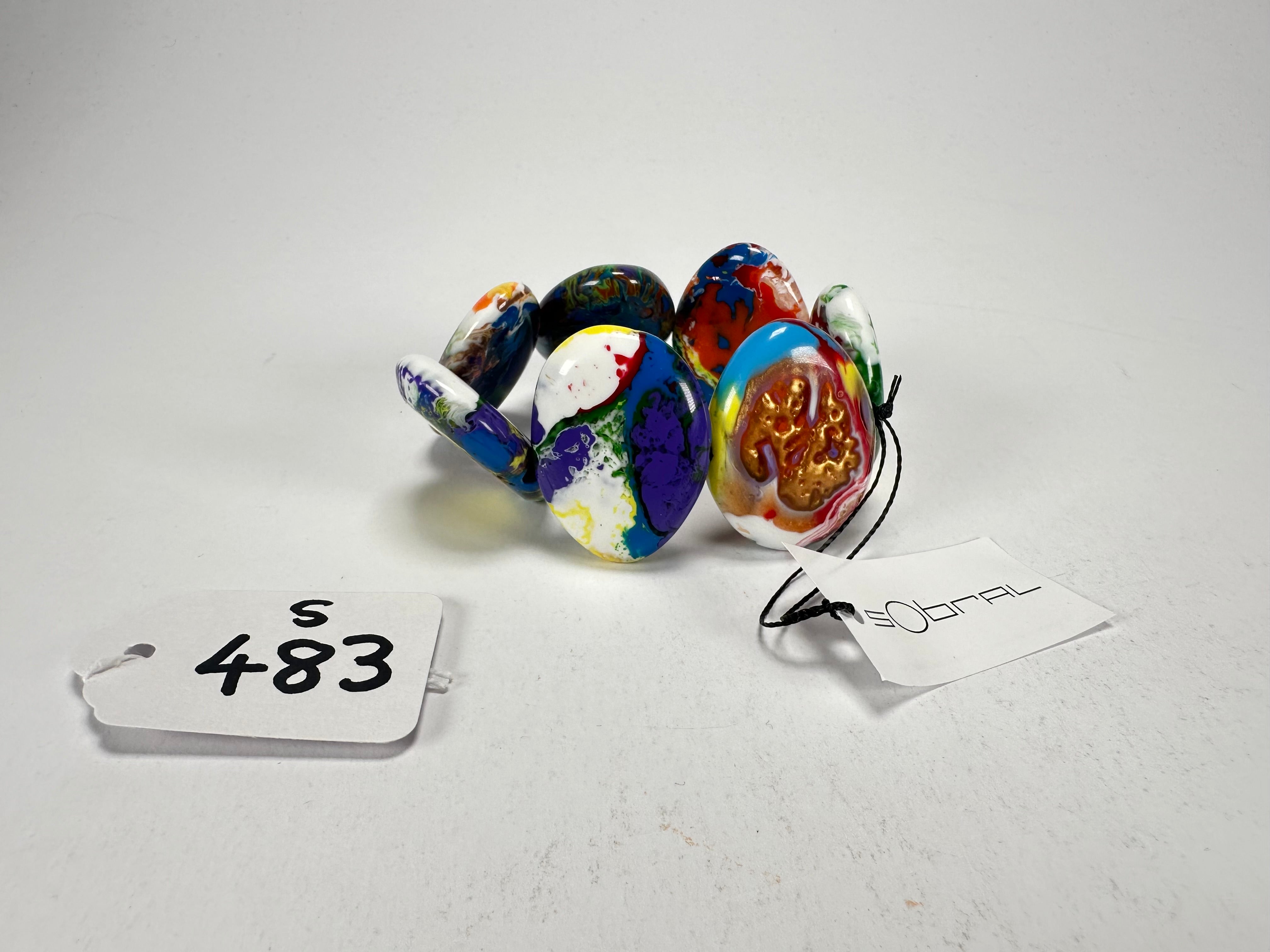 Sobral - Multi-Colour "Discs" Pollock Elasticated Resin Bracelet ( 000000 )
