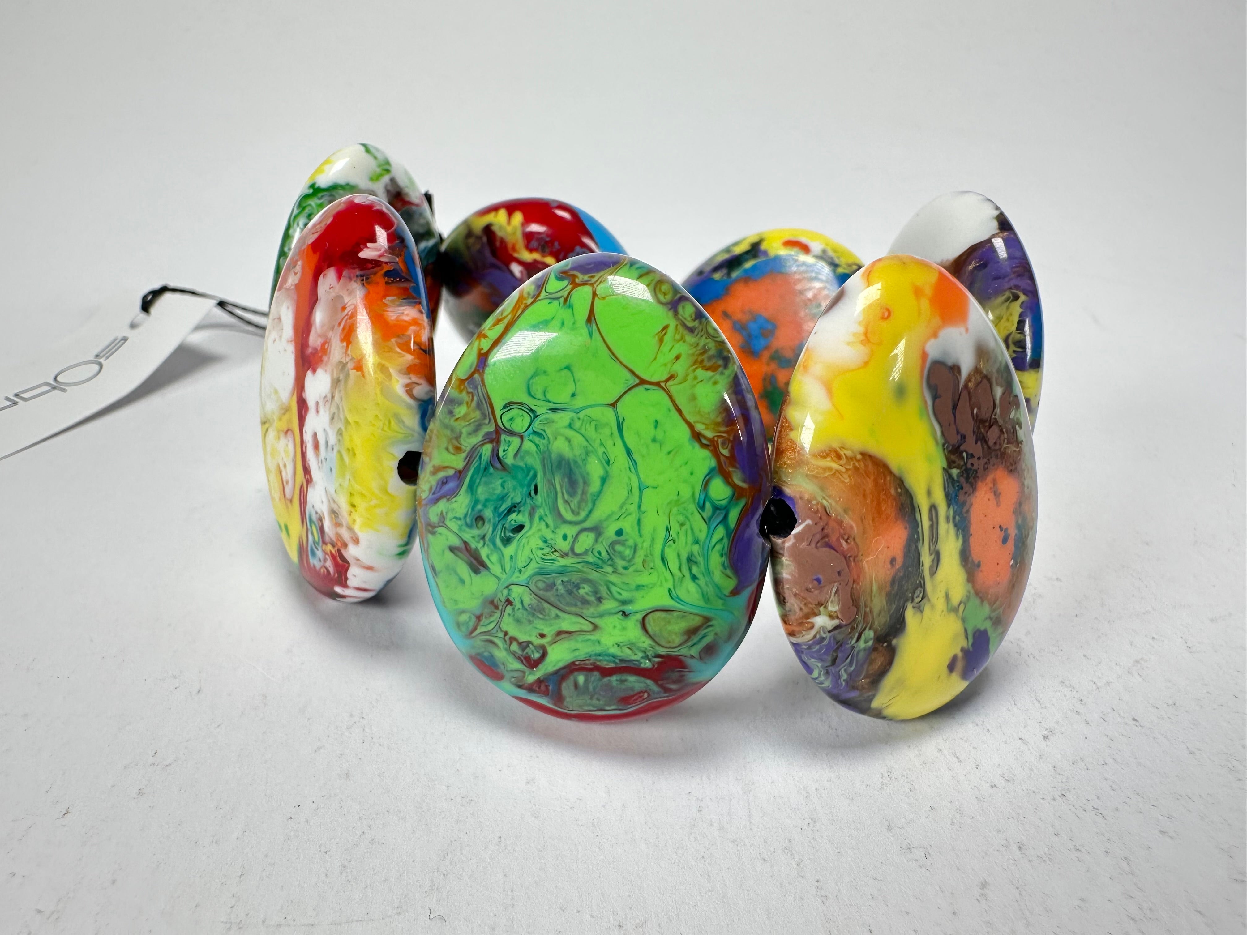 Sobral - Multi-Colour "Discs" Pollock Elasticated Resin Bracelet ( 000000 )