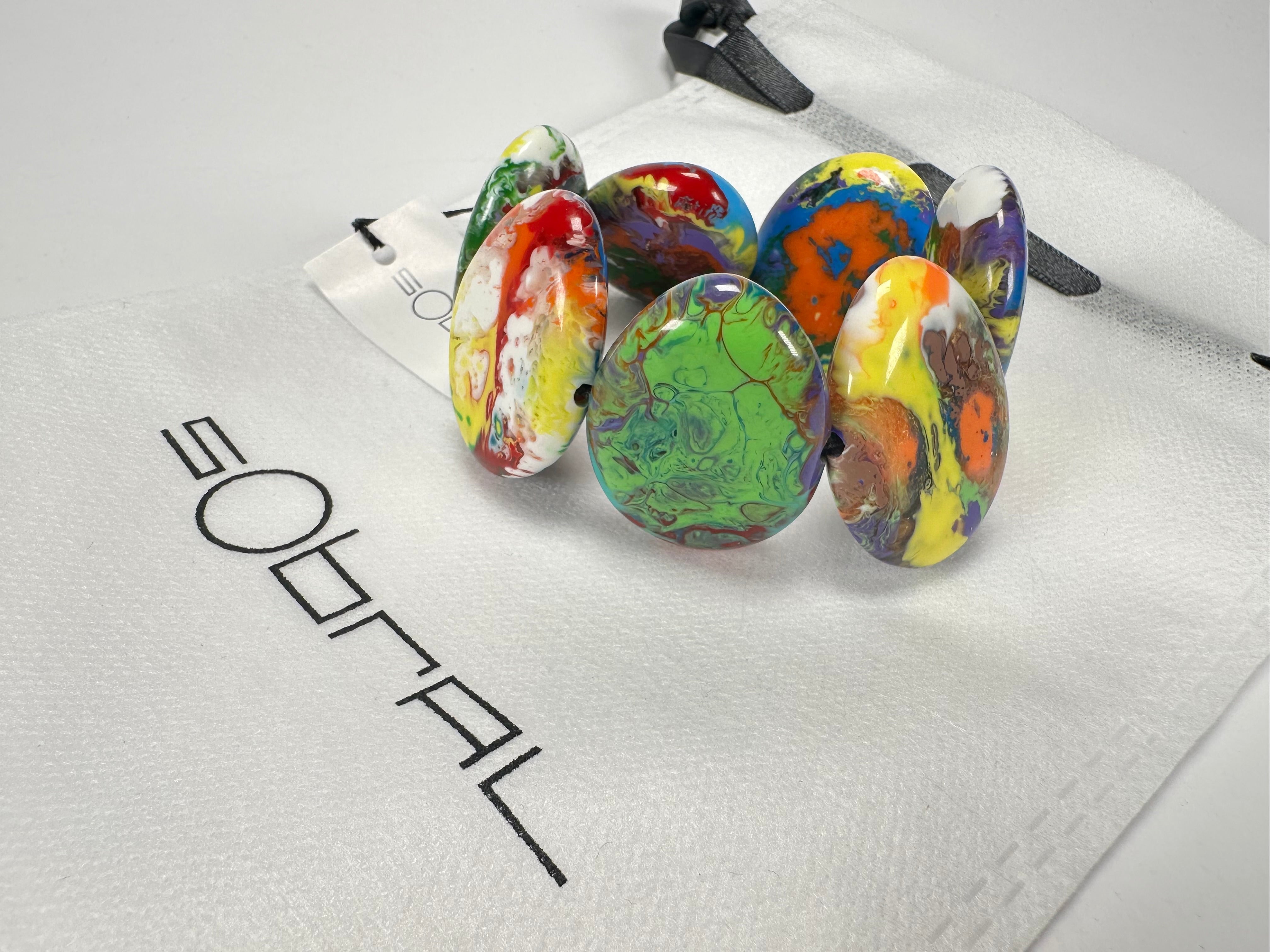 Sobral - Multi-Colour "Discs" Pollock Elasticated Resin Bracelet ( 000000 )