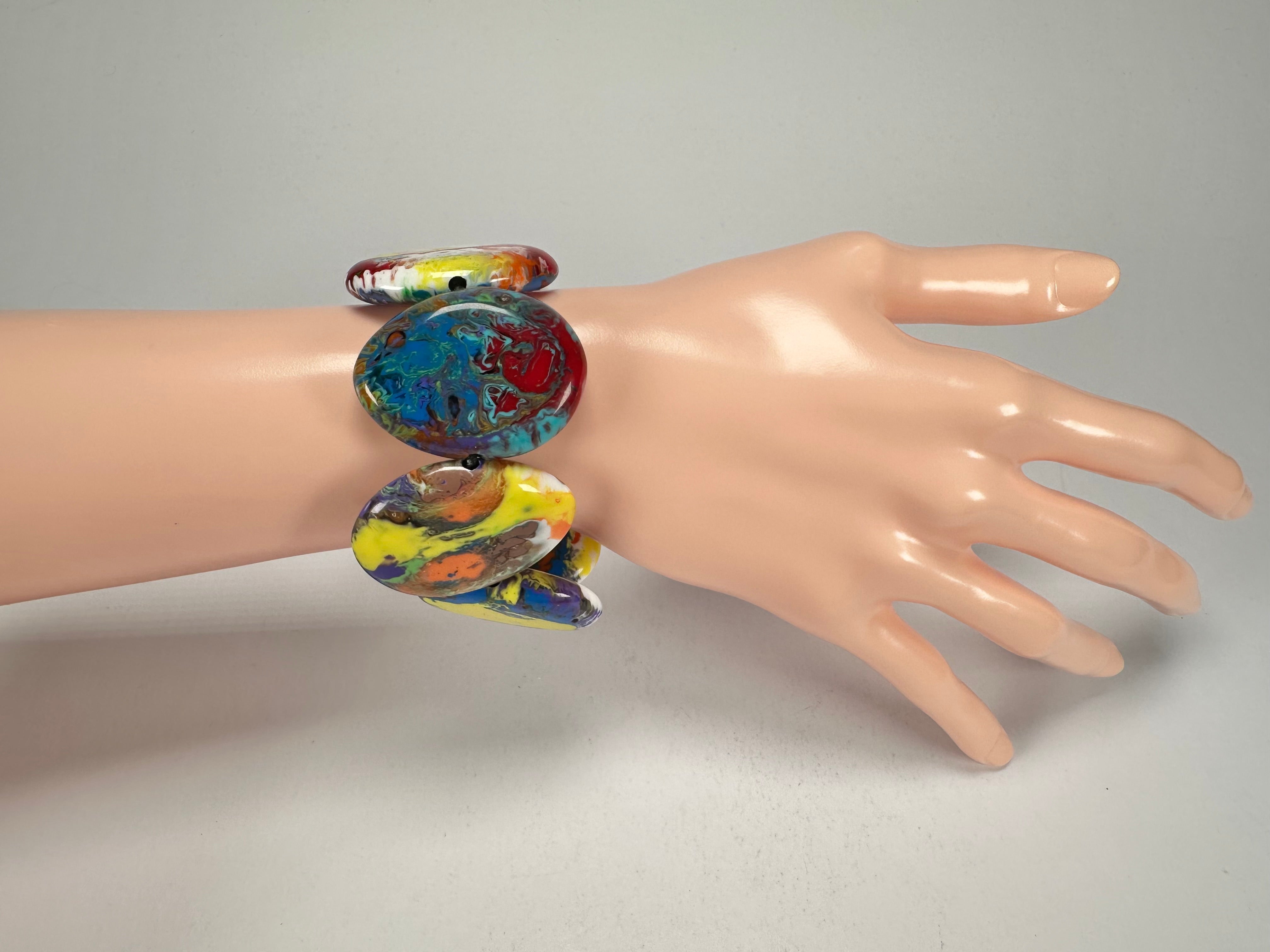 Sobral - Multi-Colour "Discs" Pollock Elasticated Resin Bracelet ( 000000 )