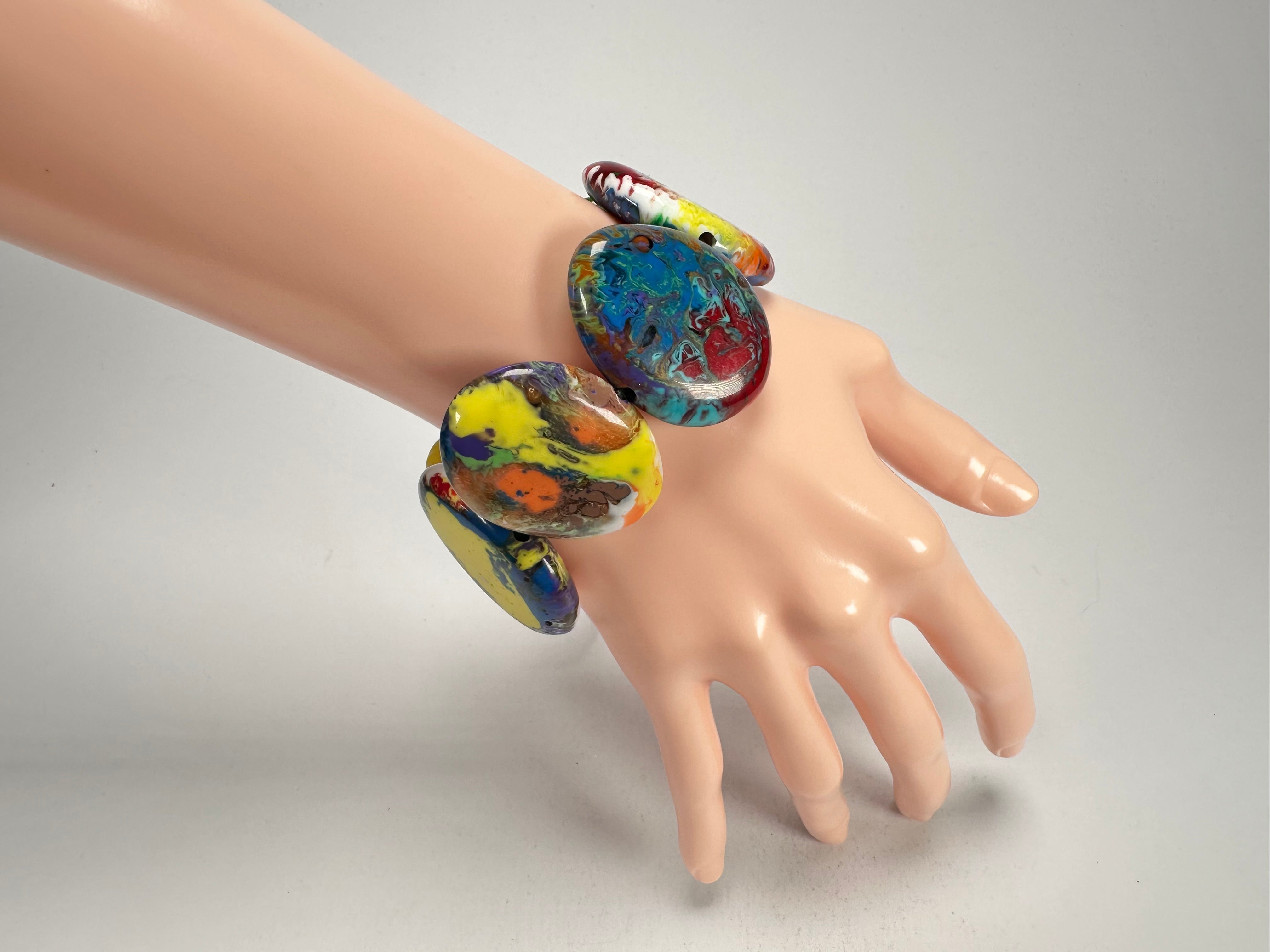 Sobral - Multi-Colour "Discs" Pollock Elasticated Resin Bracelet ( 000000 )