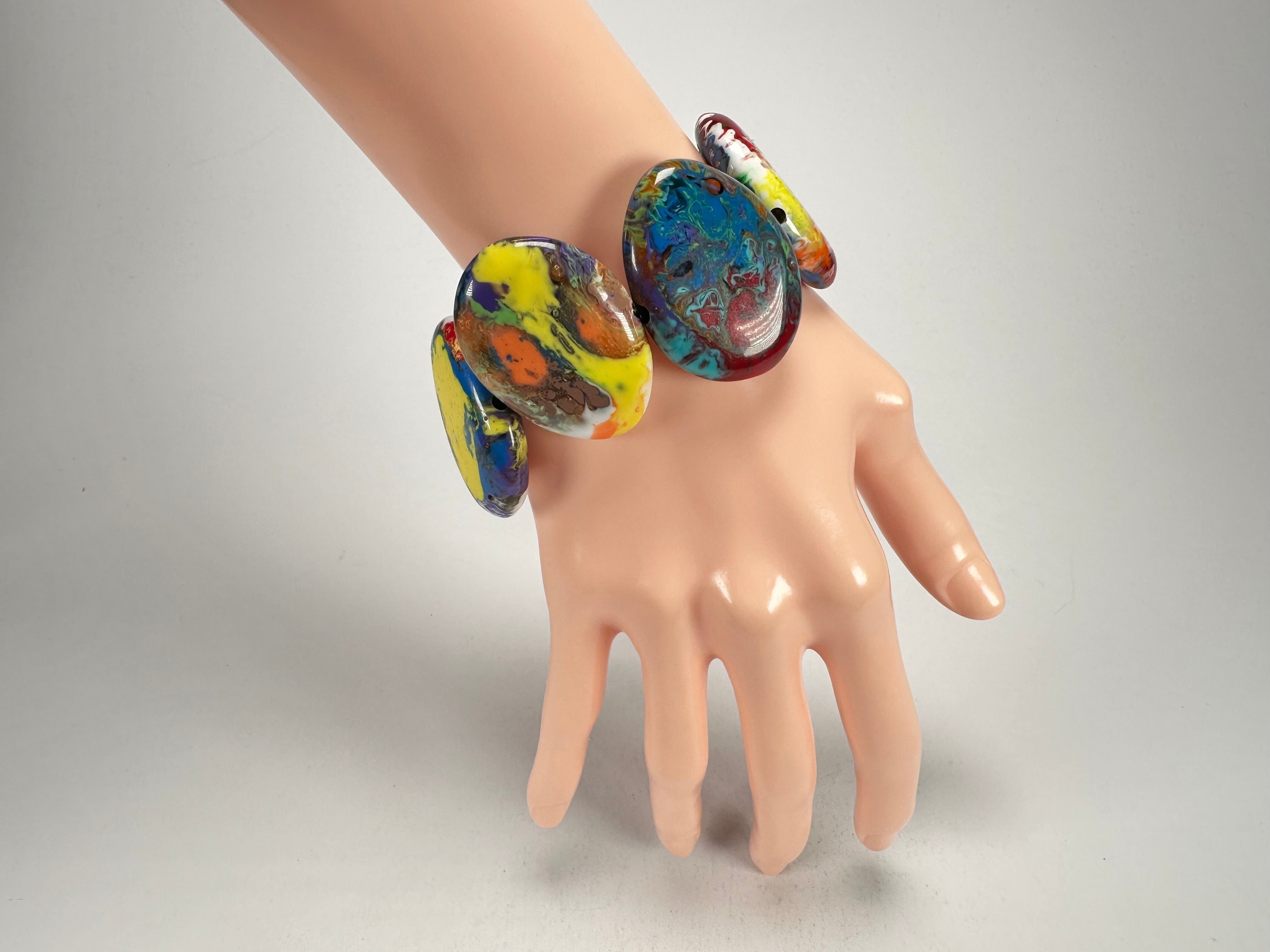 Sobral - Multi-Colour "Discs" Pollock Elasticated Resin Bracelet ( 000000 )