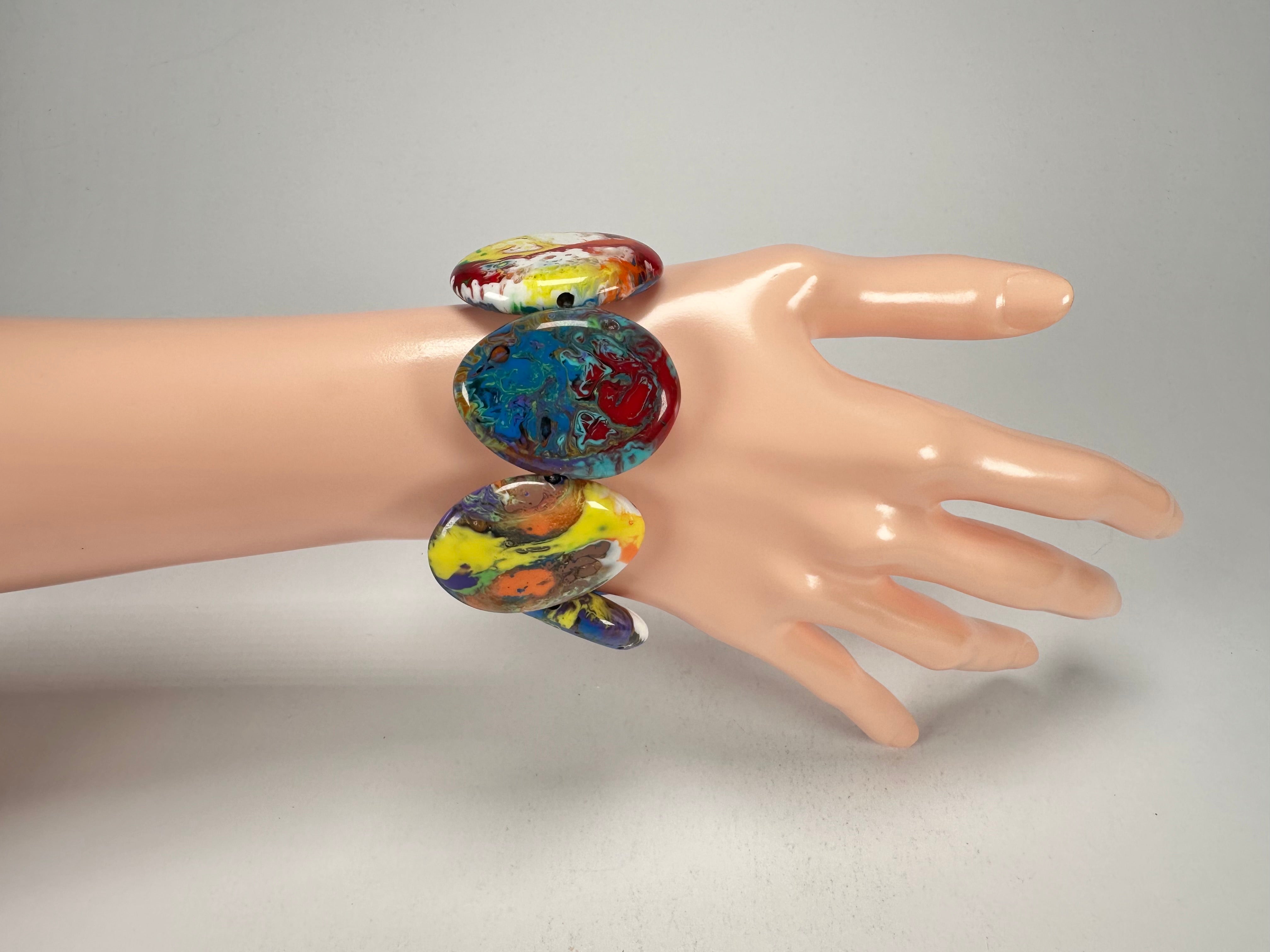 Sobral - Multi-Colour "Discs" Pollock Elasticated Resin Bracelet ( 000000 )