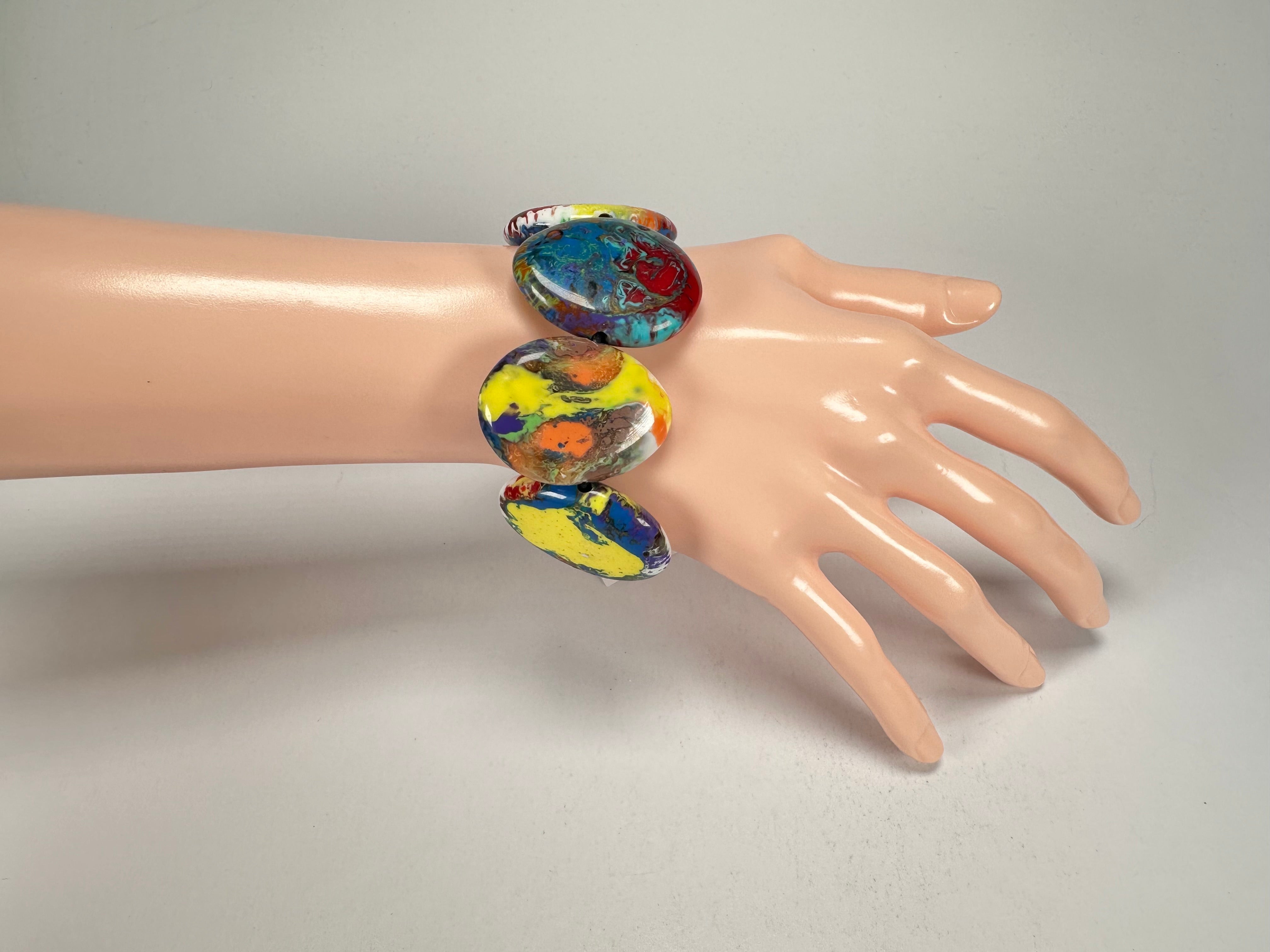 Sobral - Multi-Colour "Discs" Pollock Elasticated Resin Bracelet ( 000000 )