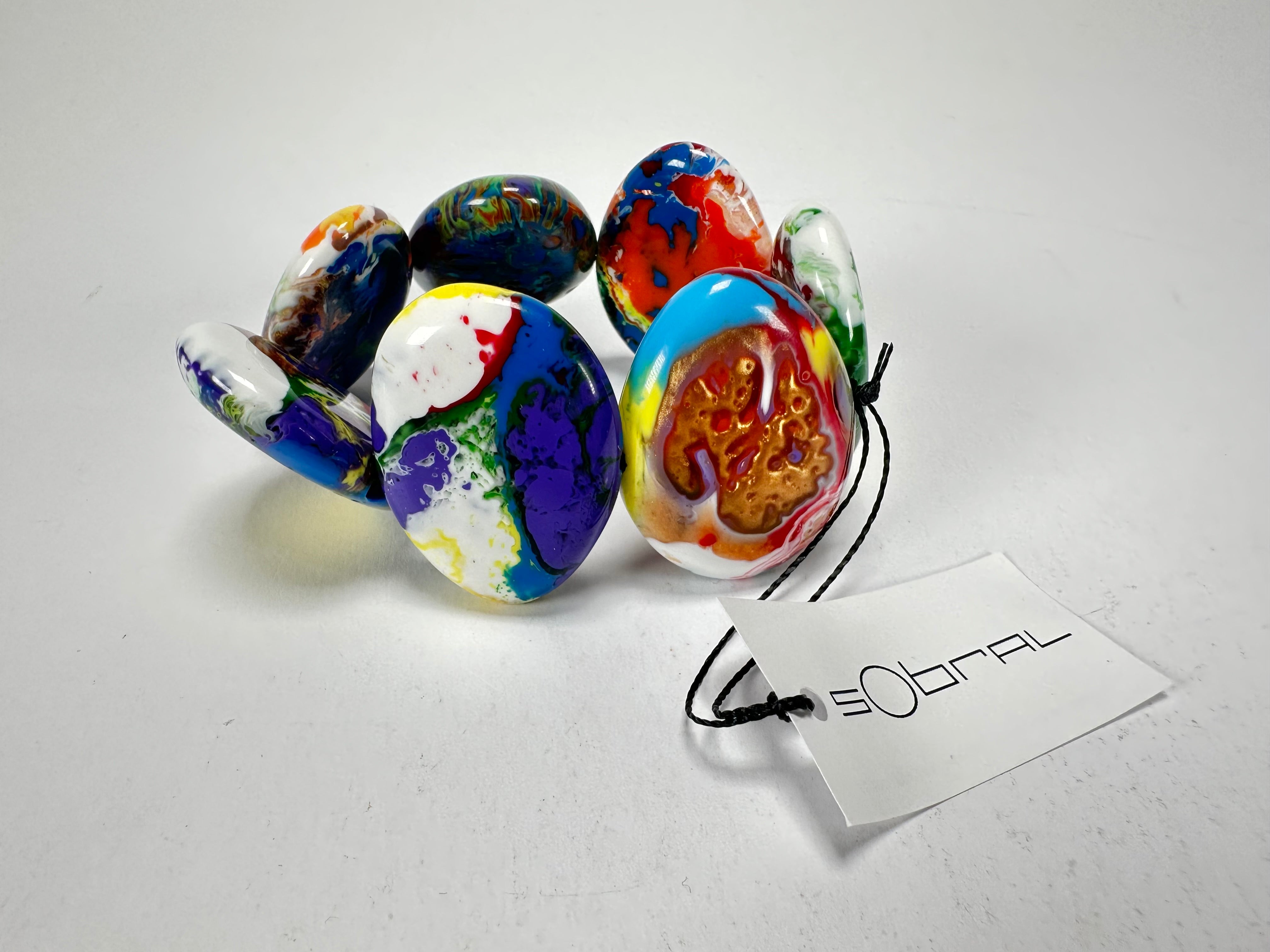 Sobral - Multi-Colour "Discs" Pollock Elasticated Resin Bracelet ( 000000 )