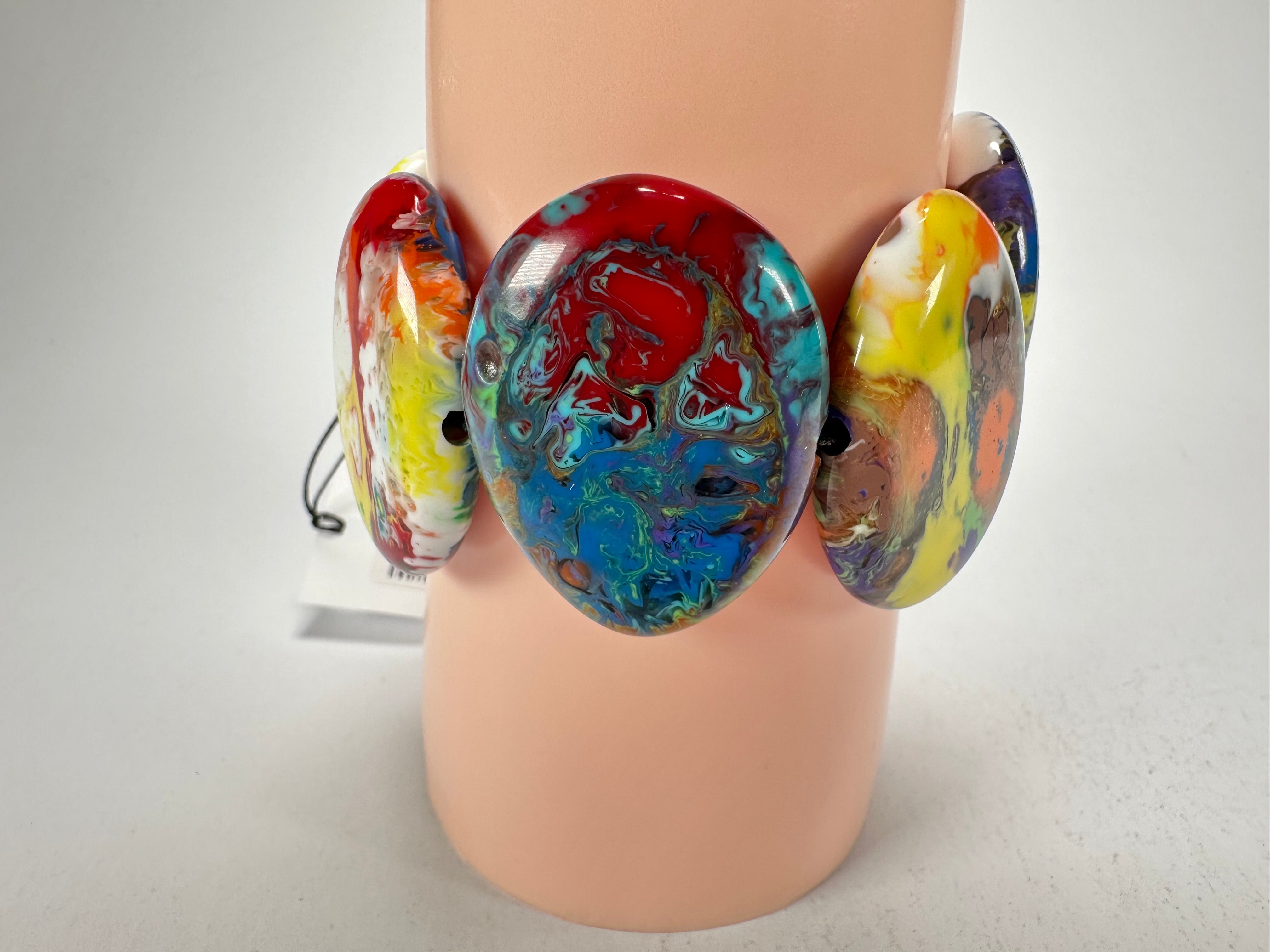 Sobral - Multi-Colour "Discs" Pollock Elasticated Resin Bracelet ( 000000 )