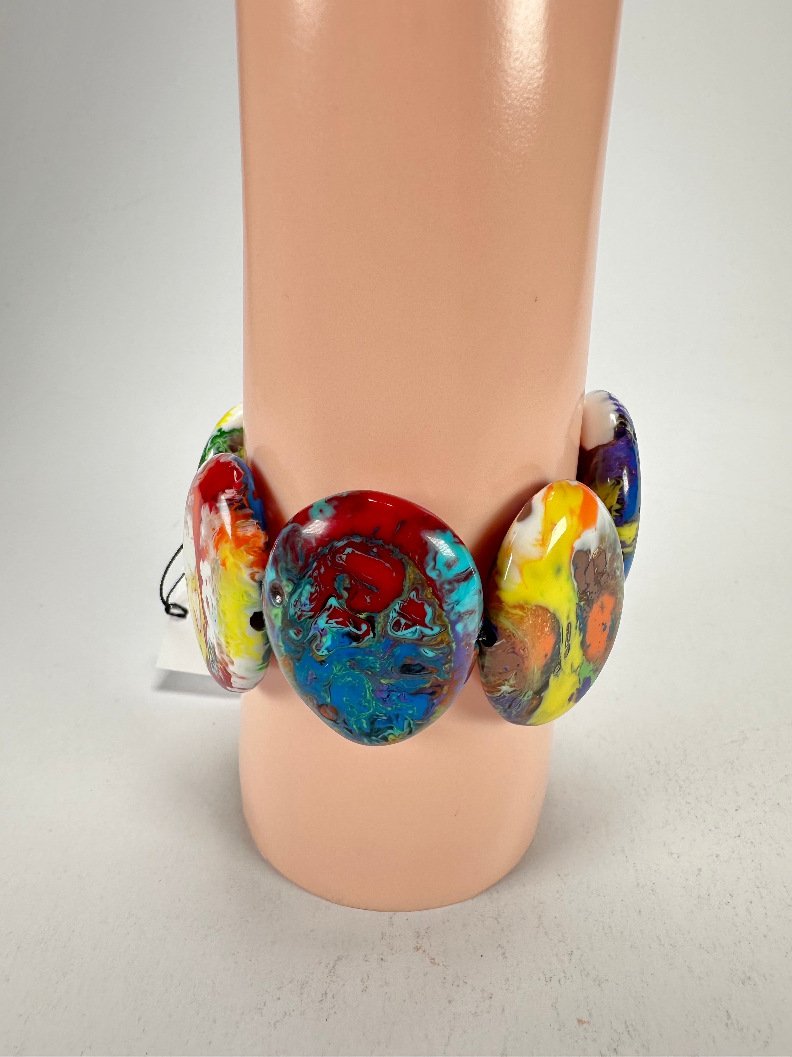 Sobral - Multi-Colour "Discs" Pollock Elasticated Resin Bracelet ( 000000 )