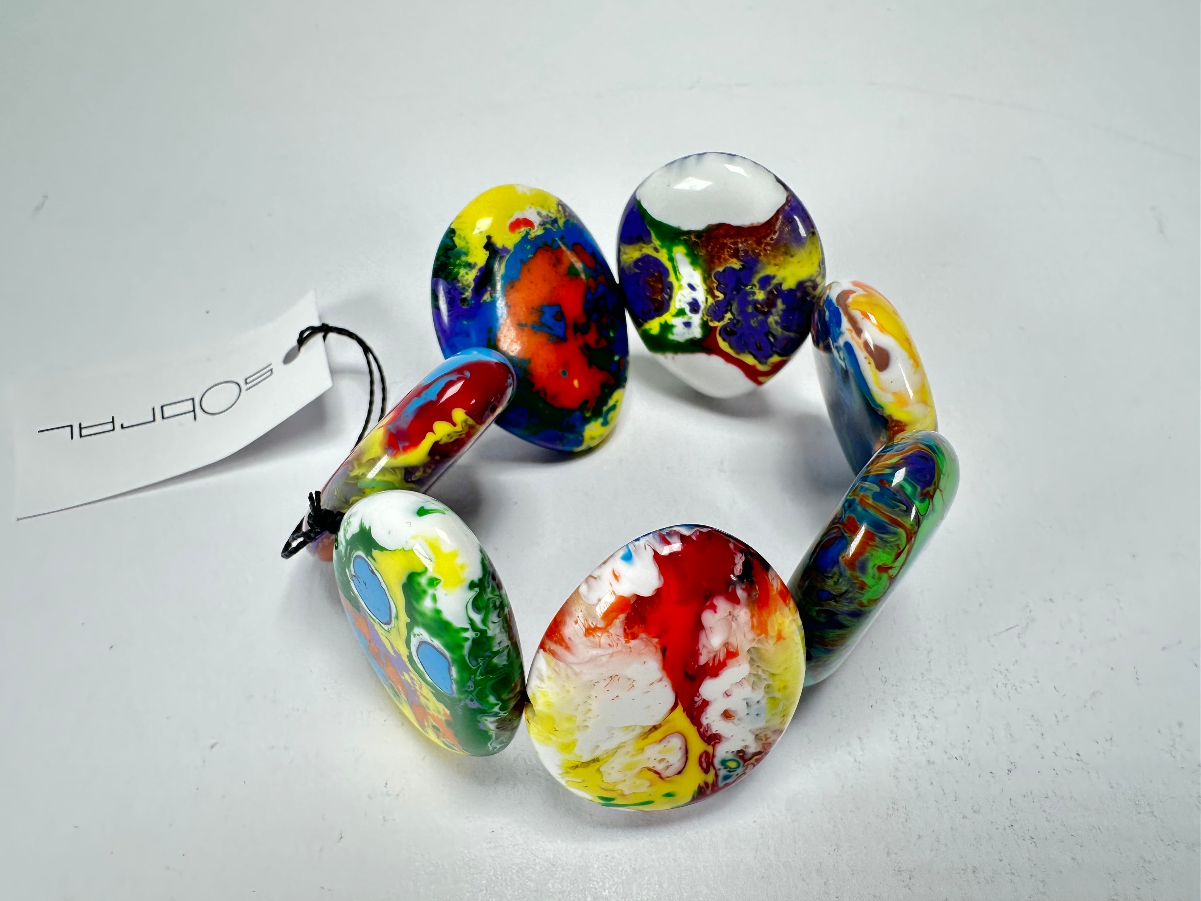 Sobral - Multi-Colour "Discs" Pollock Elasticated Resin Bracelet ( 000000 )