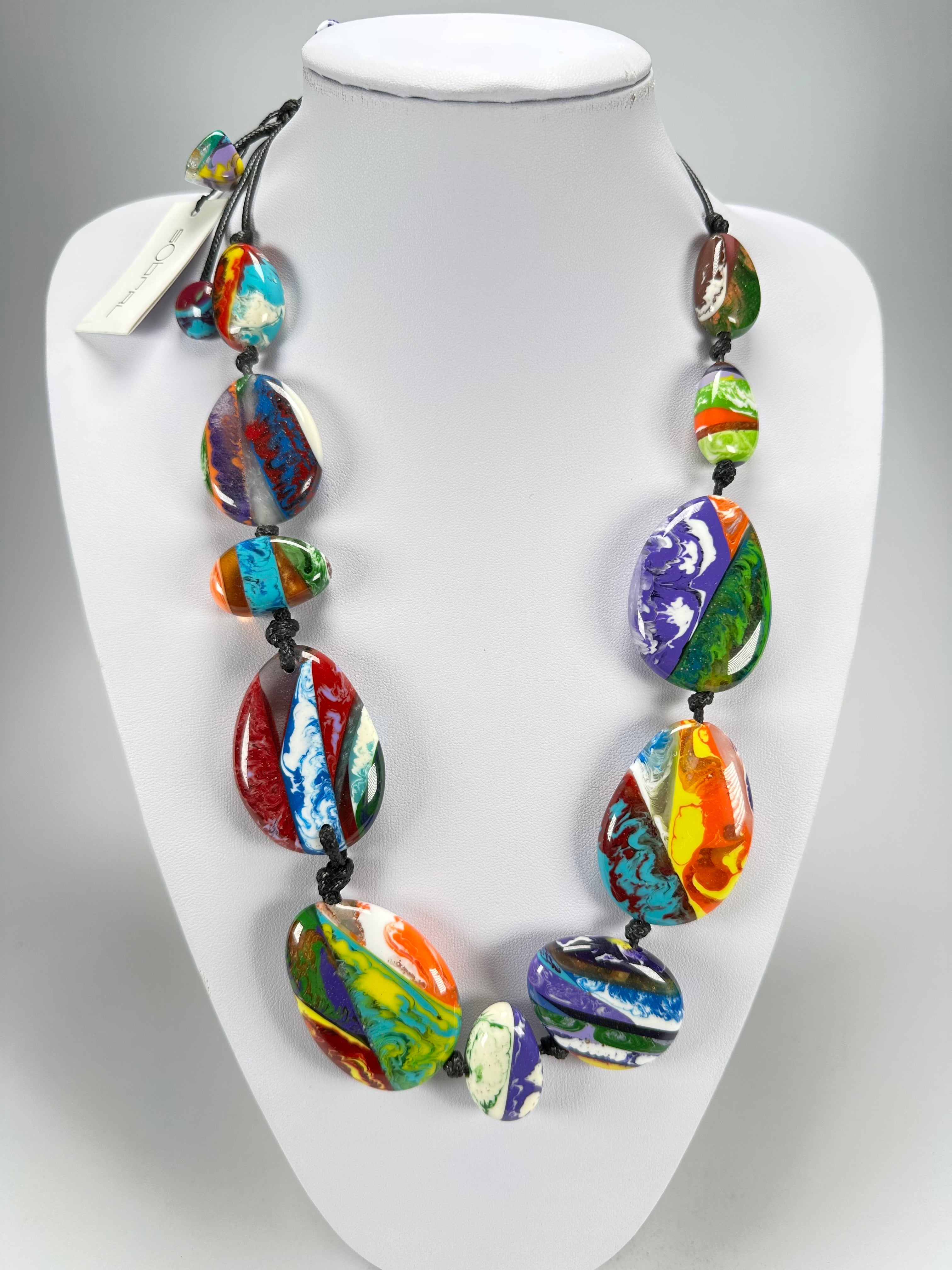 Sobral - Multi-Colour "Onda Lisi" Resin Necklace ( 004578 )