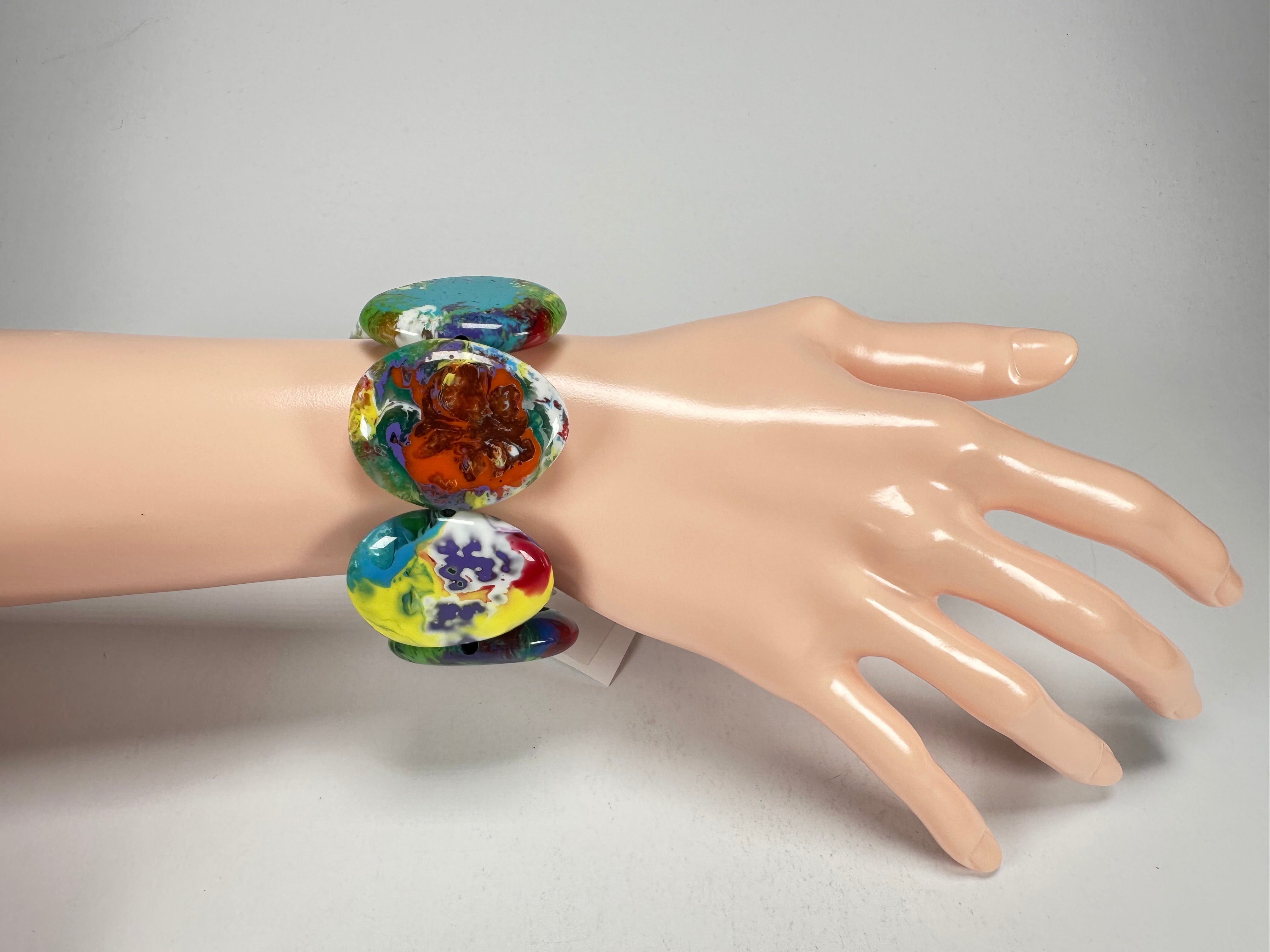 Sobral - Multi-Colour "Discs" Pollock Elasticated Resin Bracelet ( 000000 )